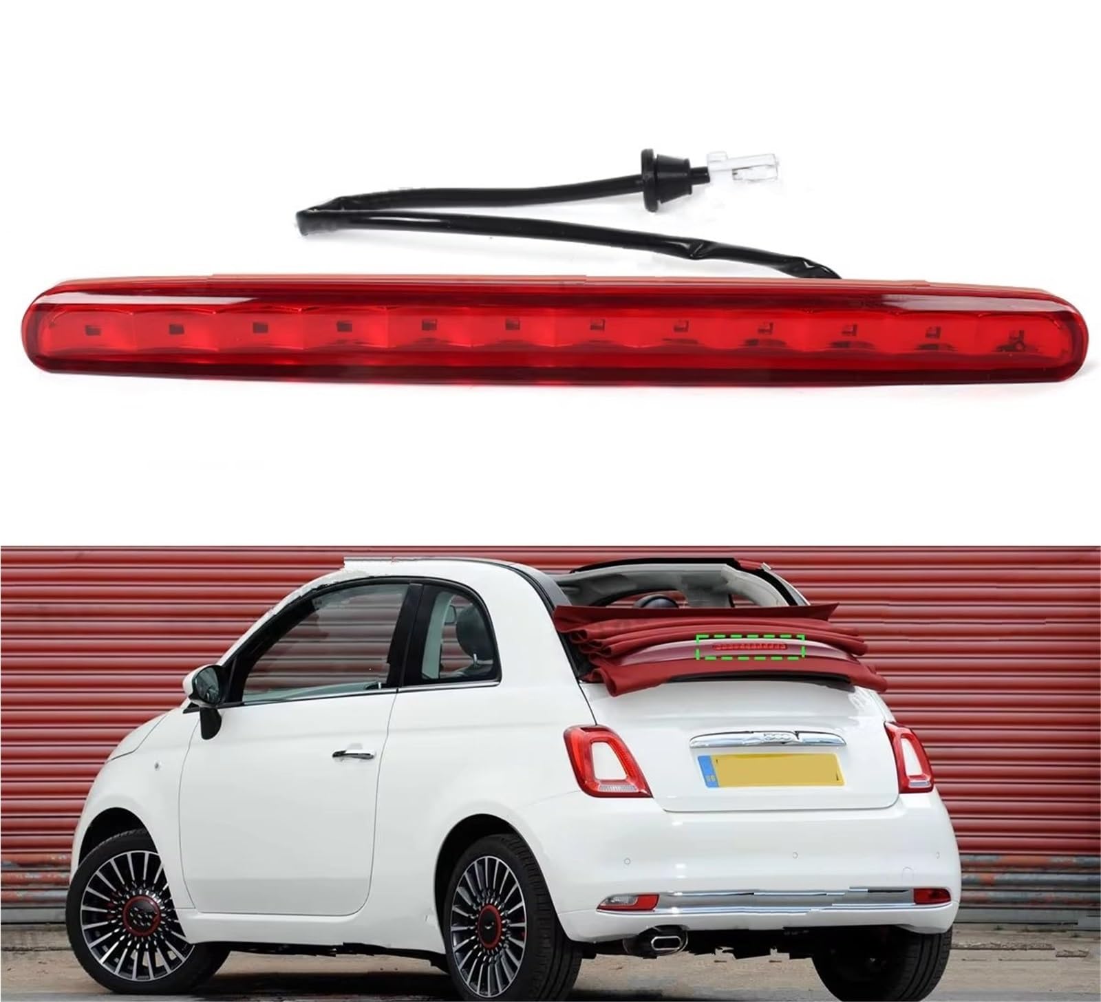 terza luce freno Per FIAT Per 500 500C 2009-2018 LED Rosso Posteriore Terzo Freno Stop Luce 77365246 68140780AA Fanale Terzo Stop(Red)