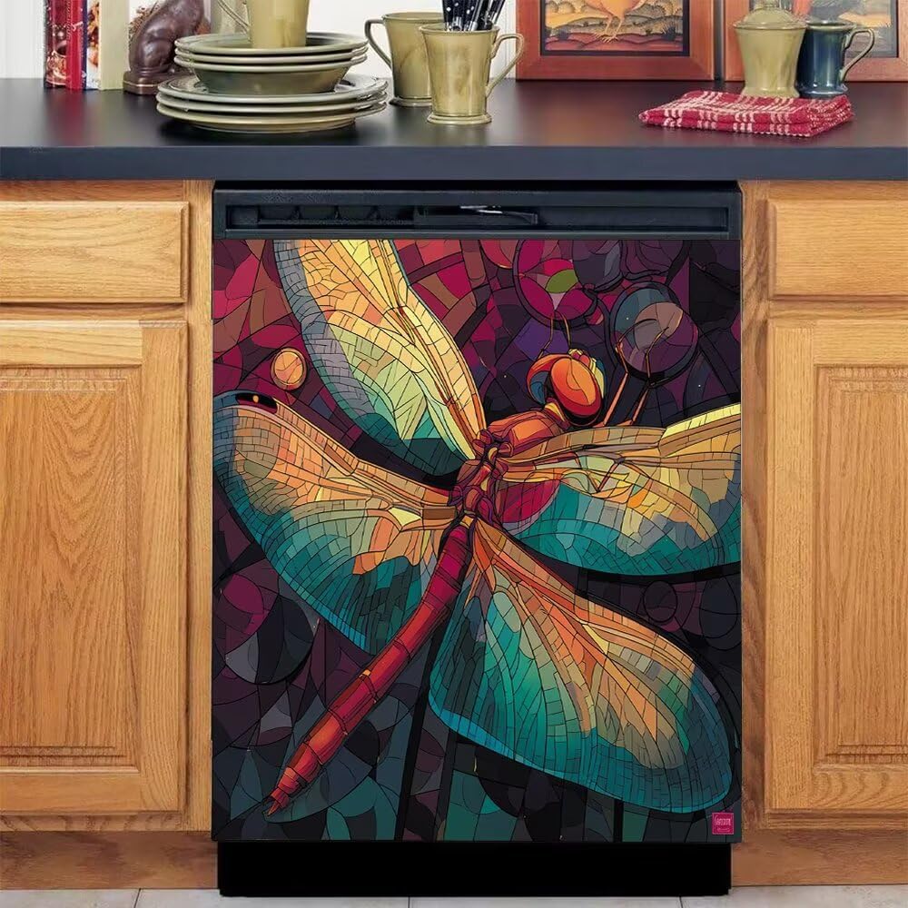 Beach Chair Wave Sailboat Magnetic Dishwasher Cover Panel - Oil Painting Front Sticker, Waterproof PVC Decal for Kitchen Appliance Upgrades (23”W x 26”H)