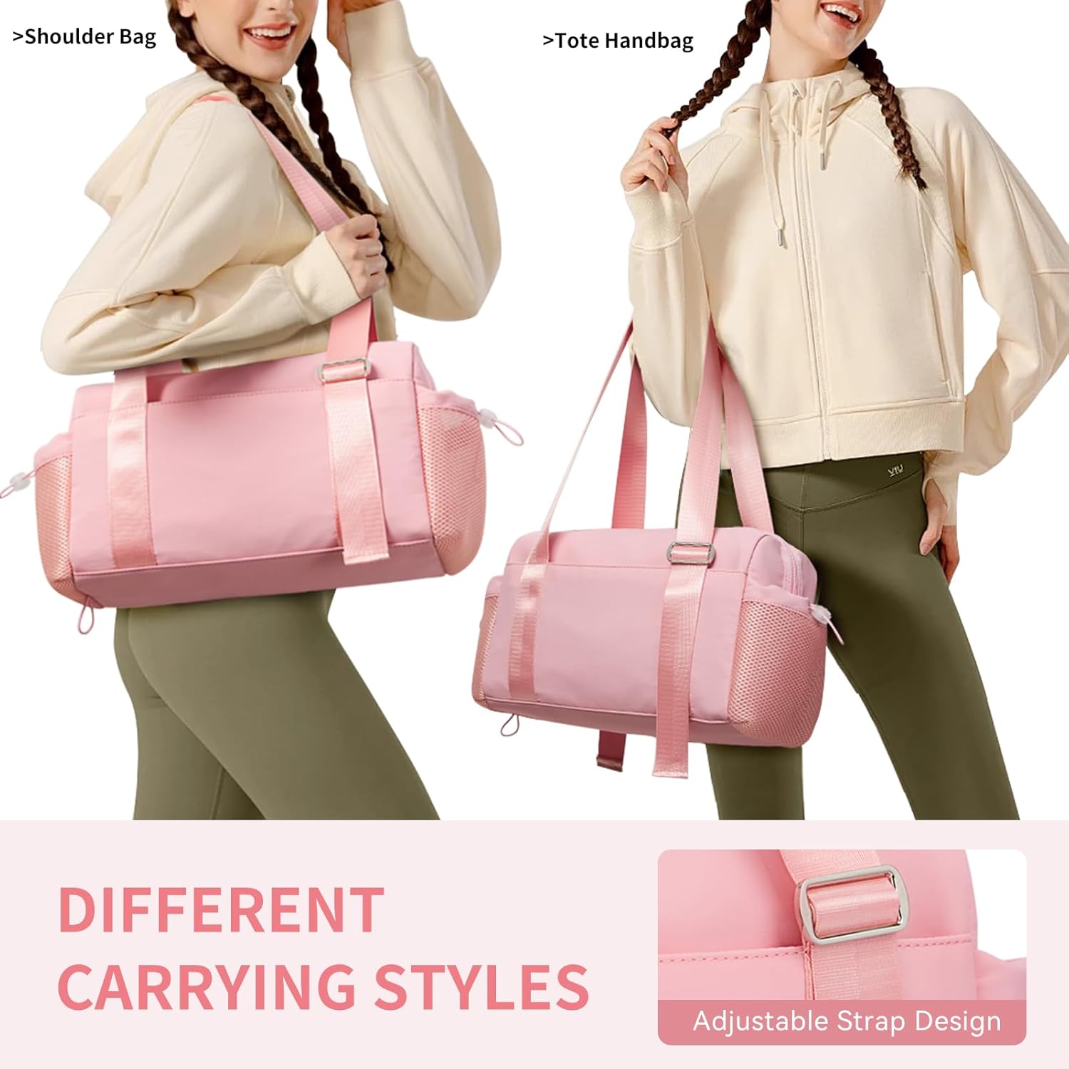 WLLWOO Small Gym Bag Wet Pocket Women Mini Tote Yoga Duffle Bag Lightweight Workout Bag for Dance Weekends Sports - Image 3