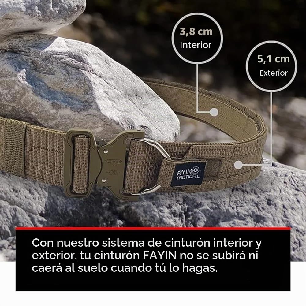 AYIN Cinturón táctico Molle de liberación rápida de 1.5 pulgadas interior y 2 pulgadas de rango exterior táctico resistente