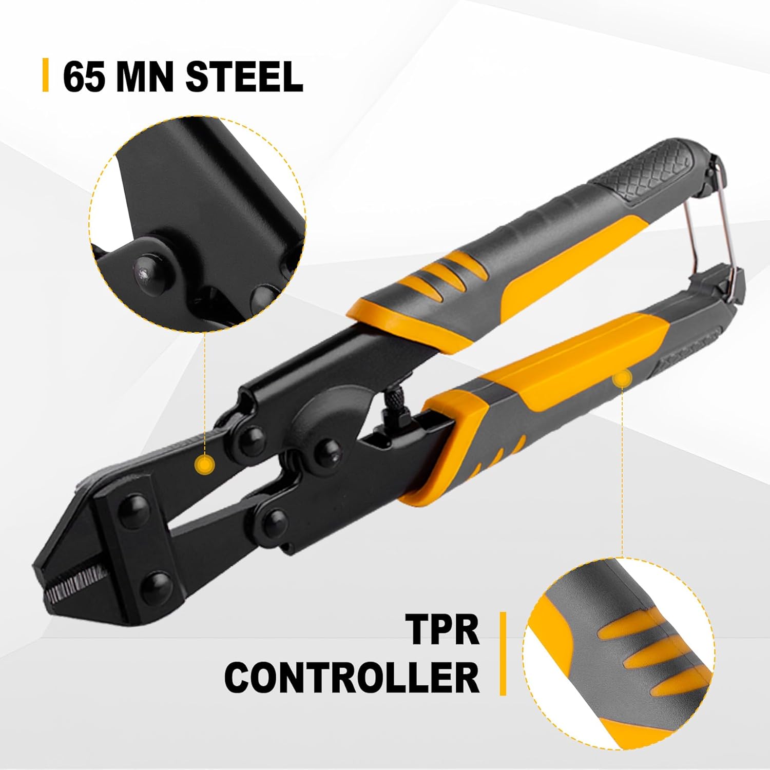 8-Inch Mini Bolt Cutter, Heavy Duty Wire Cutters with Comfortable TPR Handle and Security Lock, High Hardness and High Leverage Steel Bolt Cutters for Wire, Cables, Chains, Small Screws