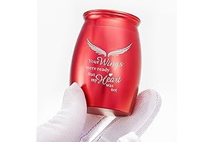 Small Urns for Ashes Red Aluminum Mini Keepsake Urn for Human Ashes...
