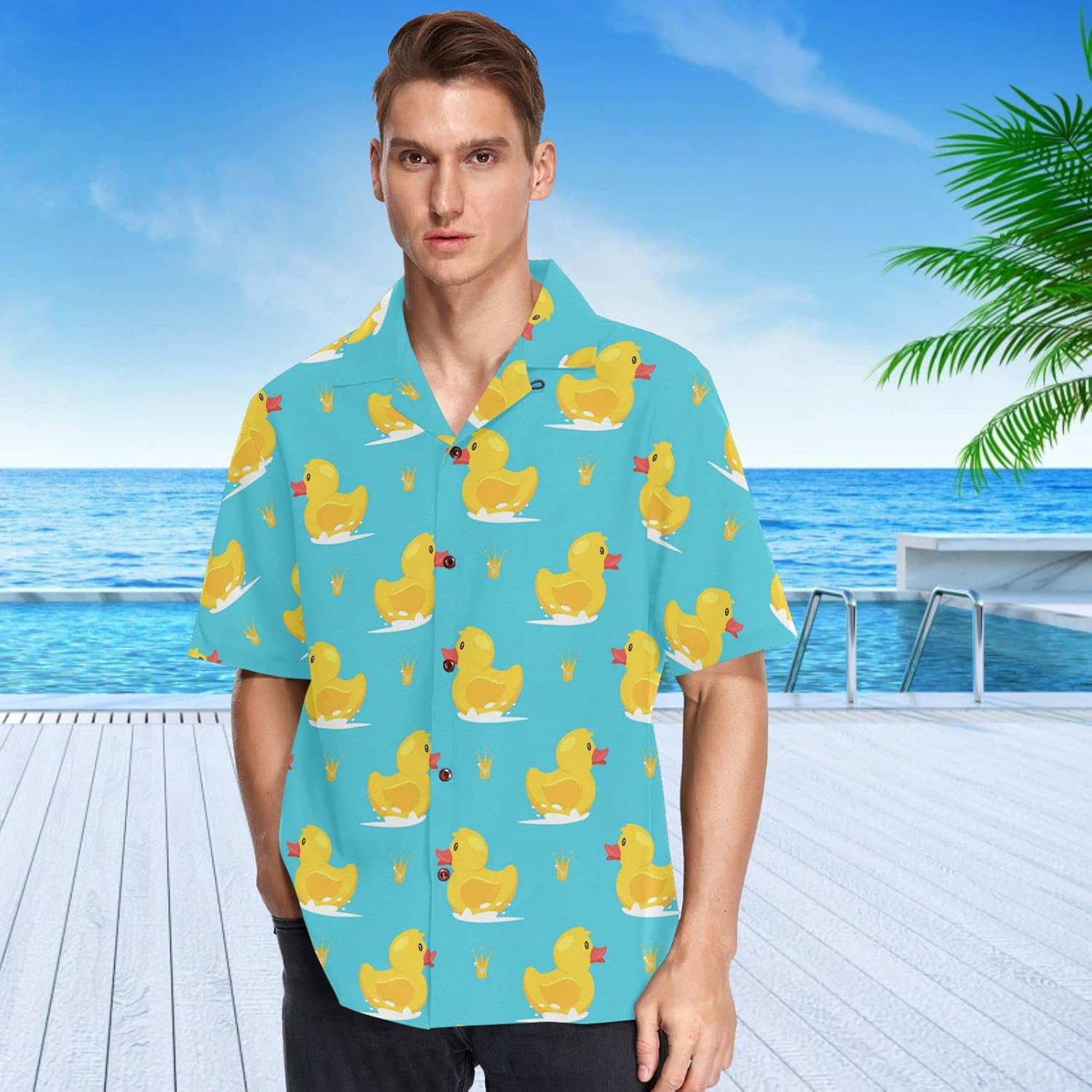 visesunny Modern Men's Hawaiian Shirt Short Sleeve Casual Button Down Tropical Summer Beach Aloha Shirts Unisex S-XXXL - Image 2