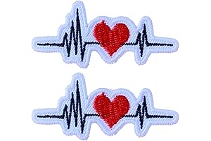 Matching Heartbeat Iron on Patches - Embroidered Love Appliques for Couples