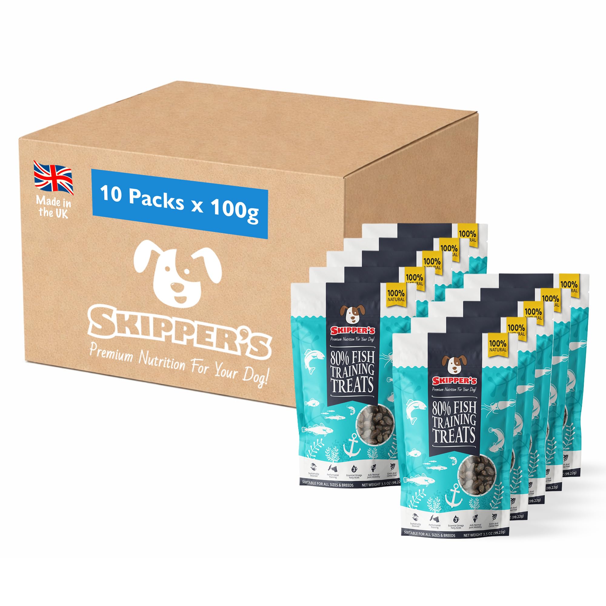 SKIPPER'S Training Treats for Dog Chews and Puppy Training Treats - Source of Omega 3, Grain Free, Good for Digestion 100% Natural Ingredients No Additives (100g (Pack of 10)) โ image 1