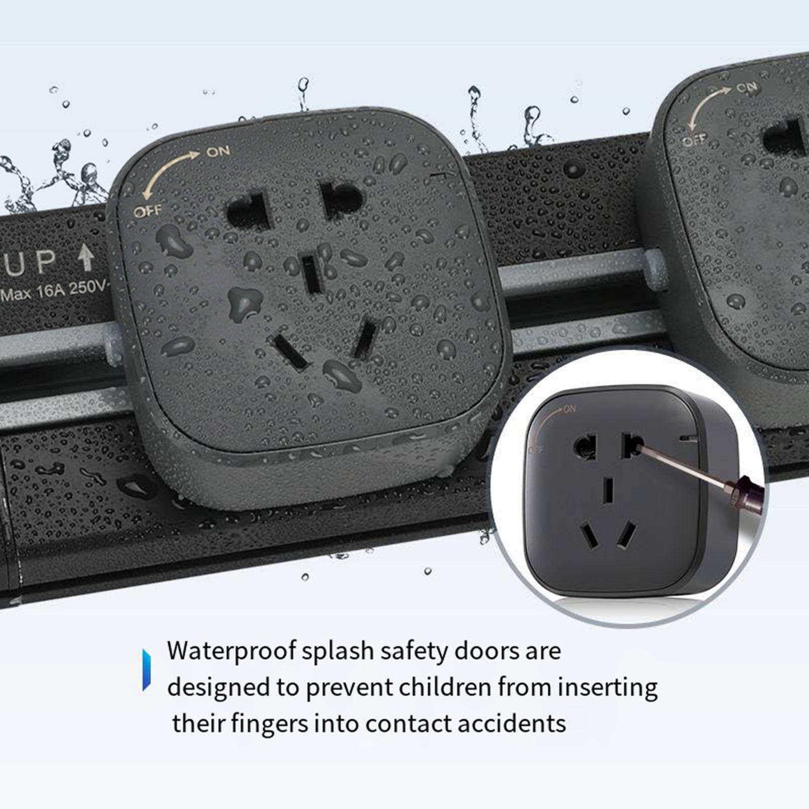 Guida Power Rail Presa nascosta sul tavolo della cucina Spina rimovibile Design della porta di sicurezza anti-spruzzi rimovibile,60CM