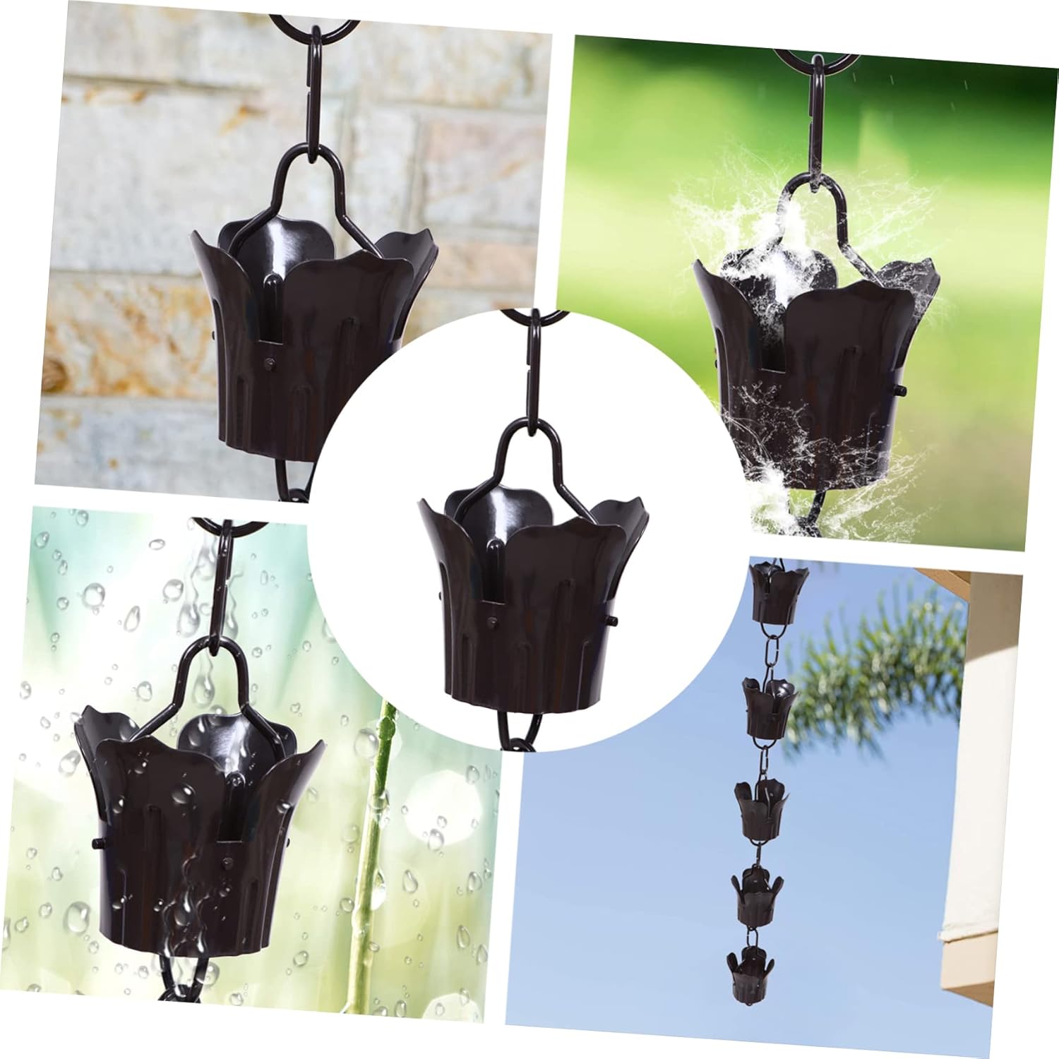 1m Winter Drainage Chain for Gutters Decorative Rain Chain for Villas Tranquil Sound Easy Installation Garden Outdoor Use