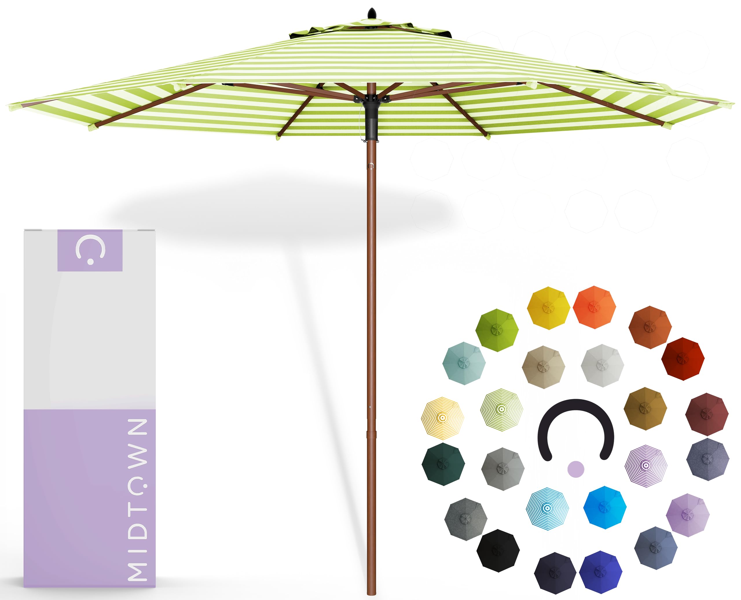 Amazon.com : Midtown Umbrellas The Wooden 10 Feet Patio Umbrella With Terylast Pear Stripes (Light Green/White Stripes) Polyester Fabric - Aluminum Frame Market Umbrella For Backyard, Deck, Garden, Pool - Wooden Pole : Amazon.com : Midtown Umbrellas The Wooden 10 Feet Patio Umbrella With Terylast Pear Stripes (Light Green/White Stripes) Polyester Fabric - Aluminum Frame Market Umbrella For Backyard, Deck, Garden, Pool - Wooden Pole :