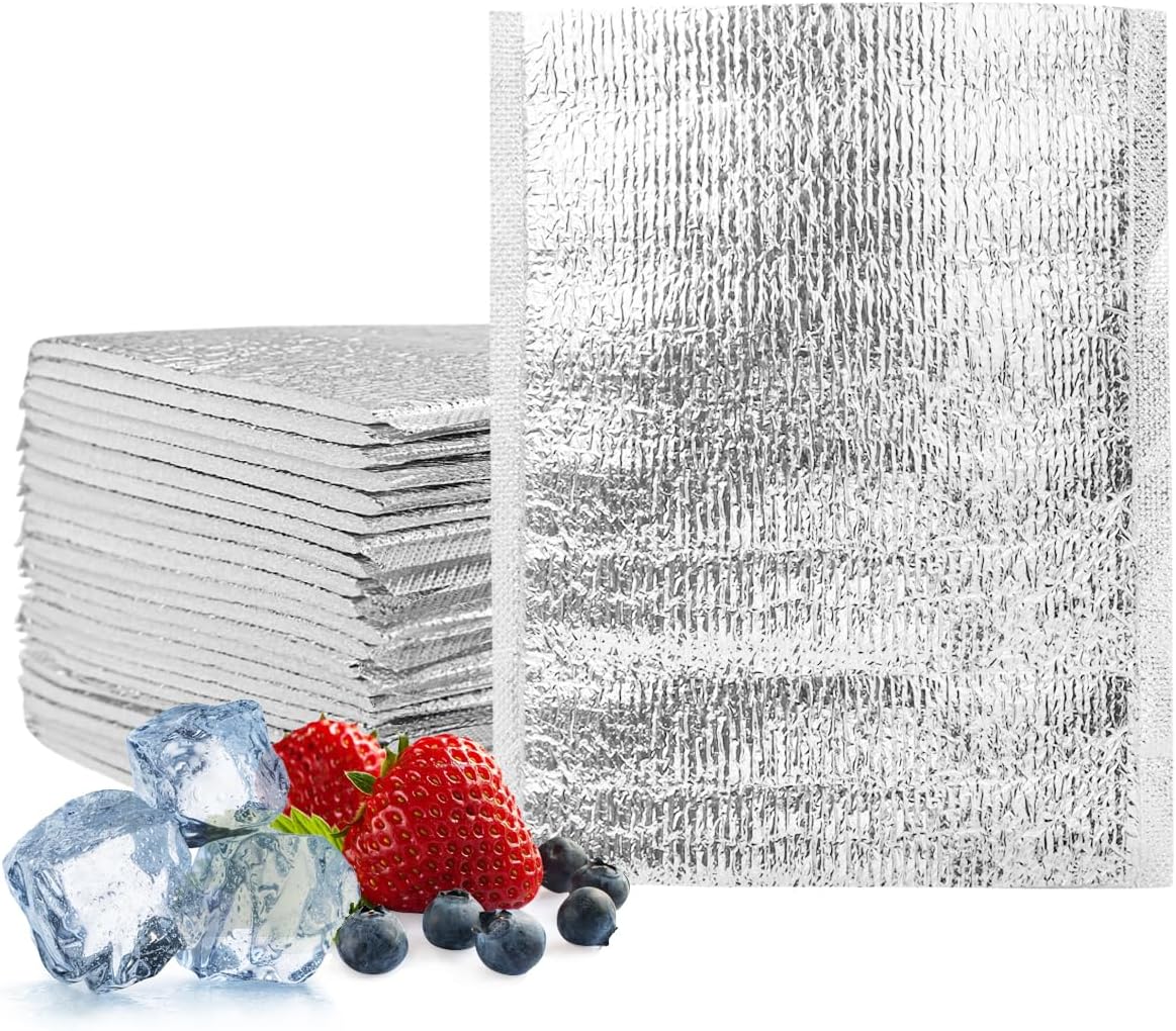 25Pcs Insulation Bags, Reusable Insulation Thermal Box Liners Shipping Bags Waterproof Insulation Package for Lunch Food Bento Picnic, 11.8"x13.8"