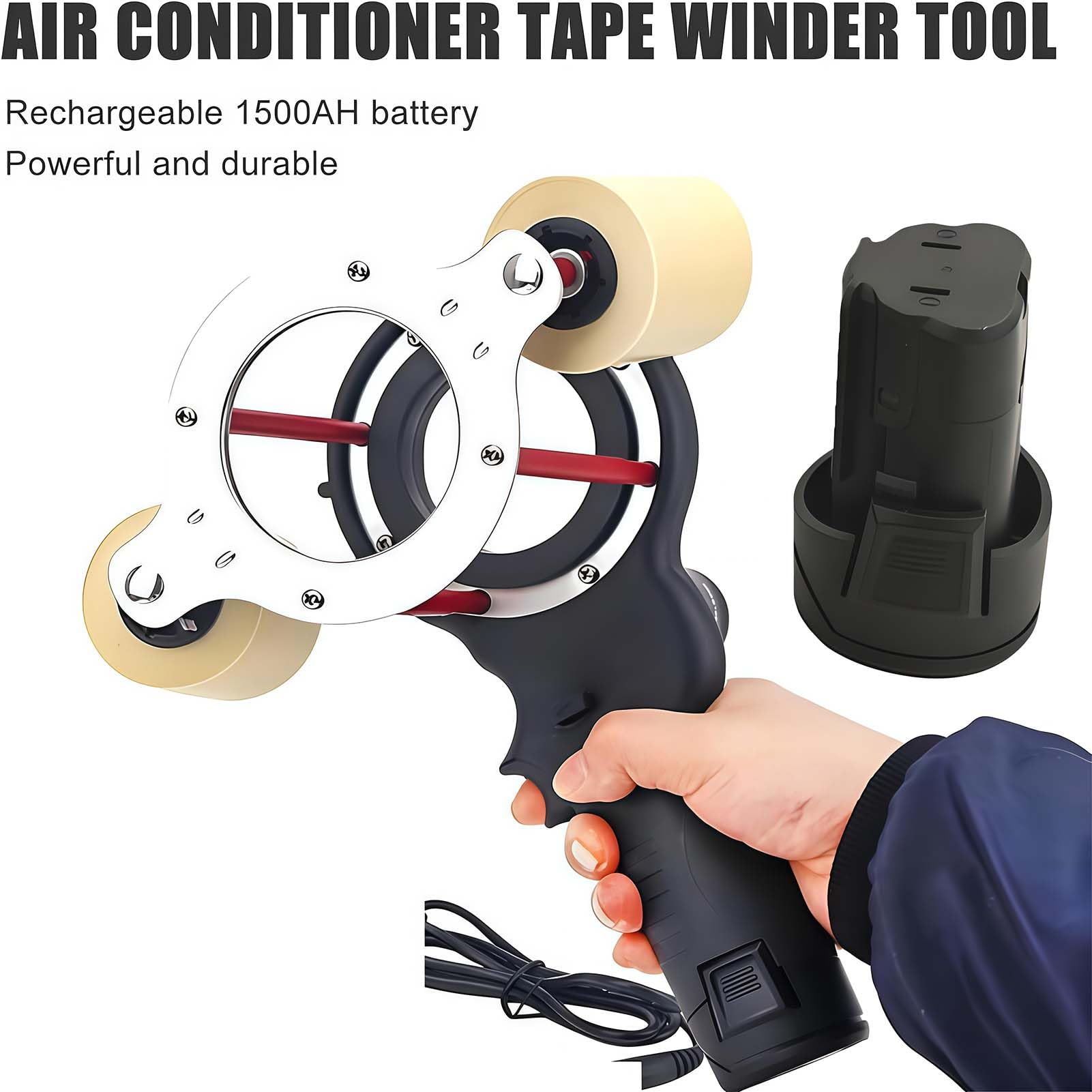 Máquina Enrolladora de Cinta para AIRE Acondicionado Eléctrica, Enrolladora Manual con Velocidad Ajustable, Herramienta Automática para Envolver Tubos de Aislamiento de 7 cm