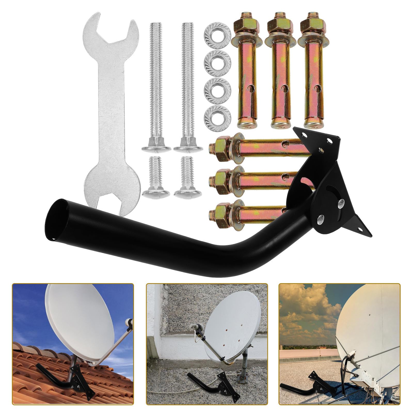 Kit de Montaje Portátil Ajustable para Antena RV, Hierro Negro