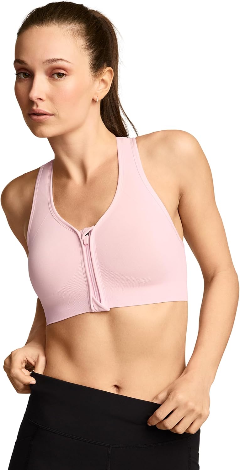 Jockey Women's Bra Seamfree Mid Impact Zip Front Sports Bra