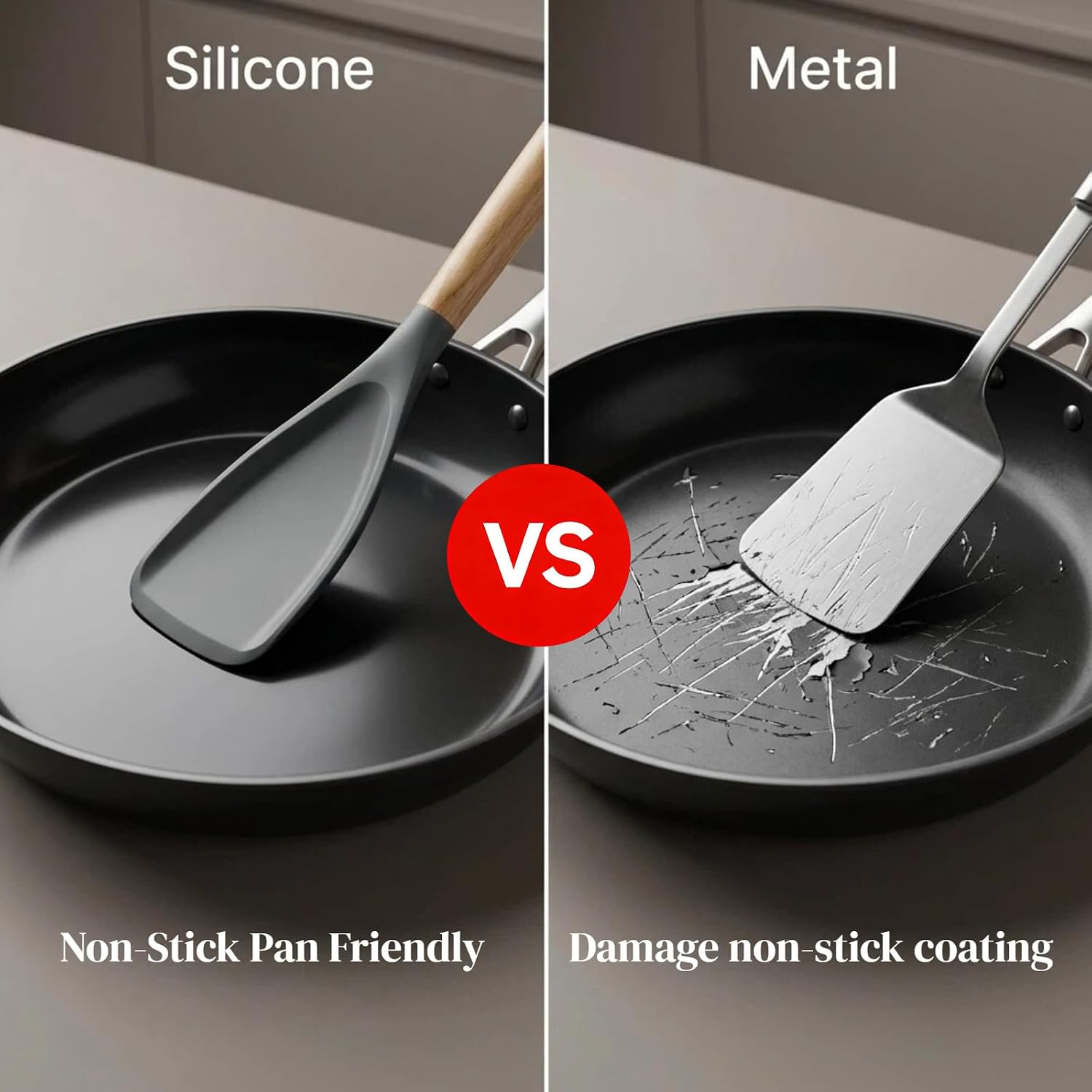 Silicone Cooking Spoon, Heat Resistant 600°F Spoonula for Nonstick Cookware