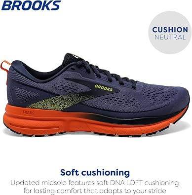 Brooks メンズ Trace 3 ニュートラル ランニングシューズ, アイリス/レッドオレンジ/サルファー, 7