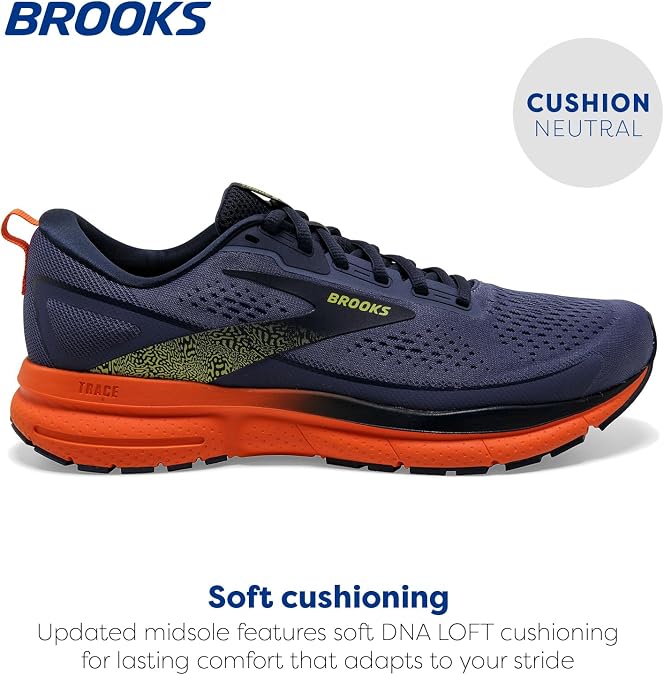 Brooks メンズ Trace 3 ニュートラル ランニングシューズ, アイリス/レッドオレンジ/サルファー, 7