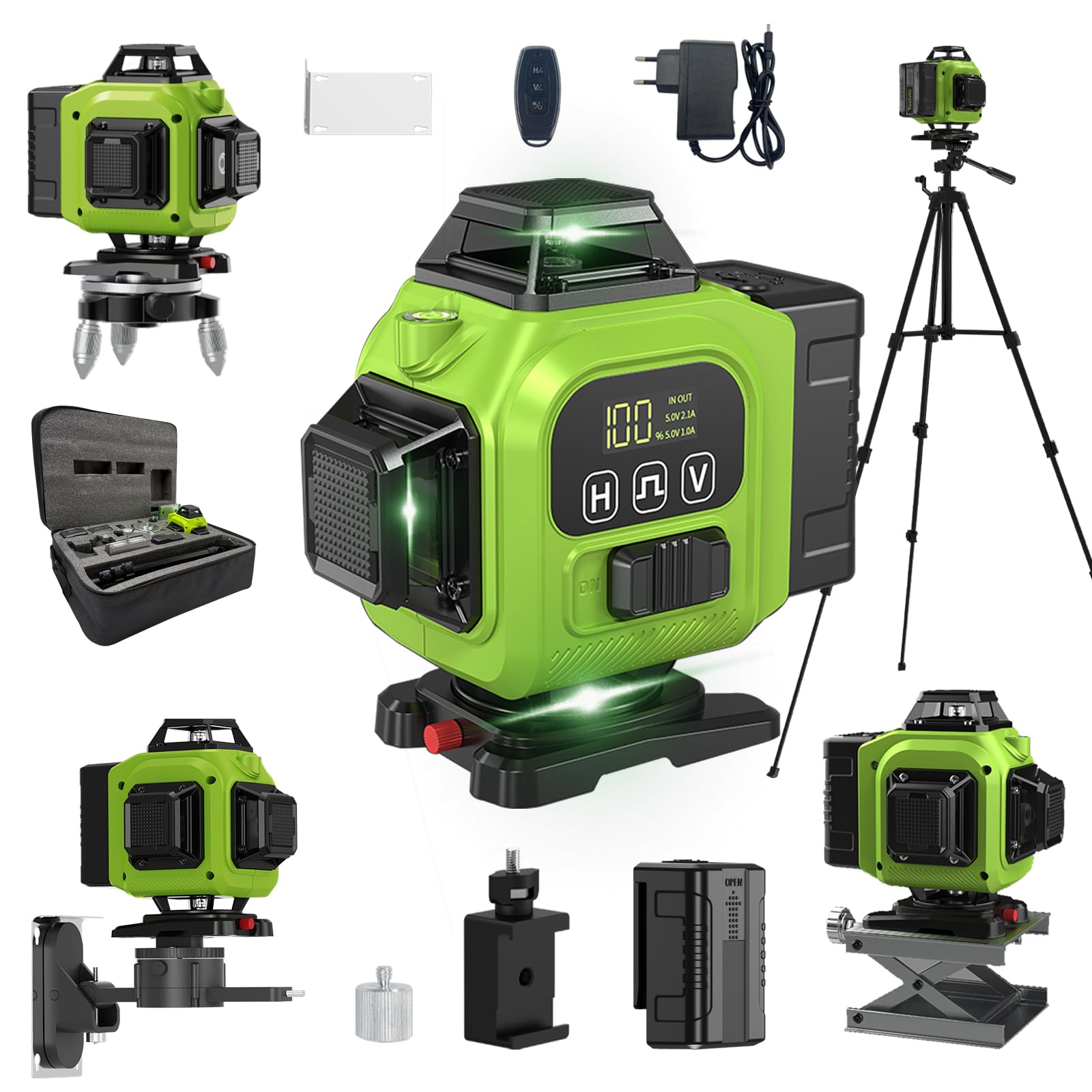 Laserwaterpas 360 zelfnivellerend, 4D groene lijn voor bouwlaser | 1,2