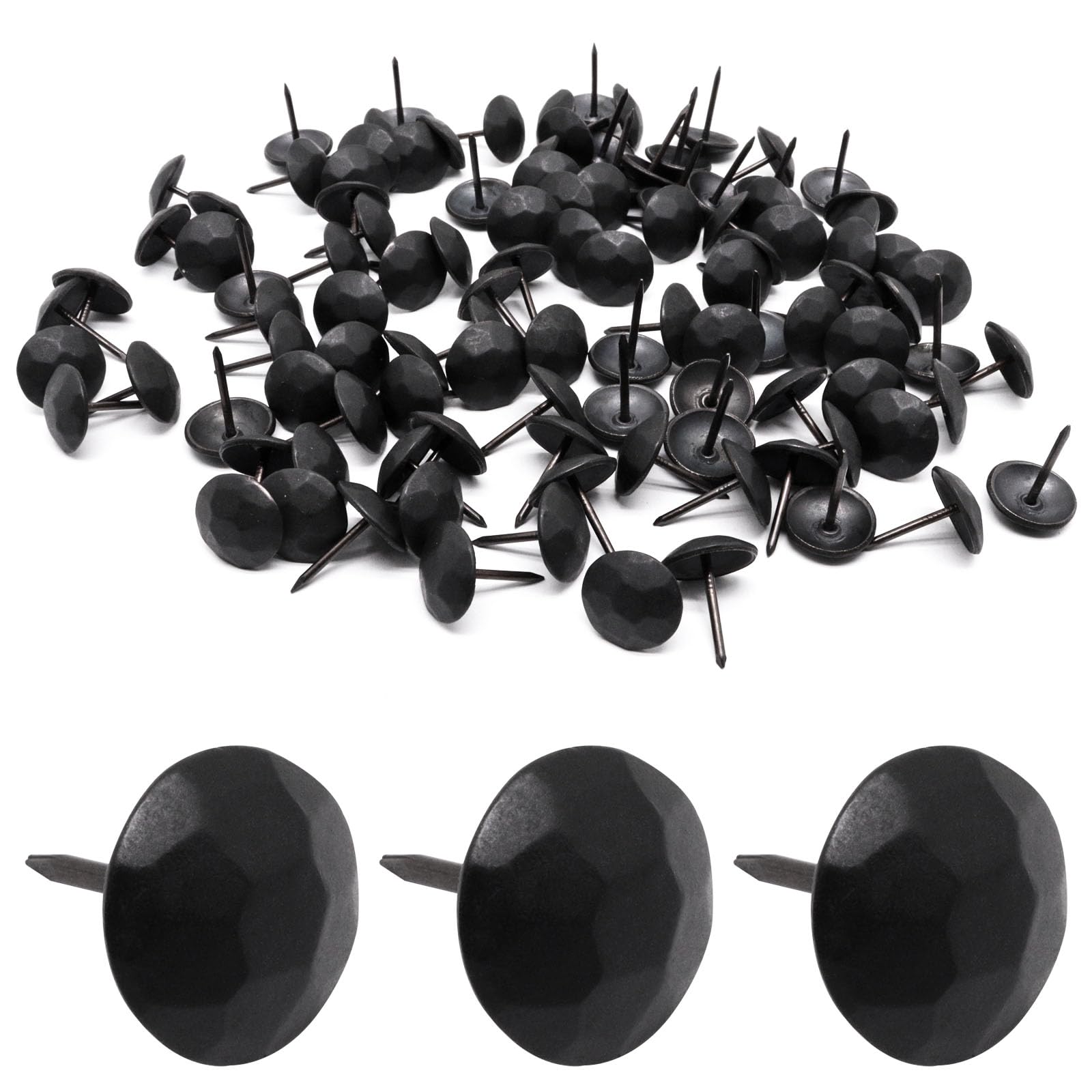Vintage Upholstery Tacks - 100 Matte Black Decorative Nails -15 Vintage Upholstery Tacks - 100 Matte Black Decorative Nails -15
