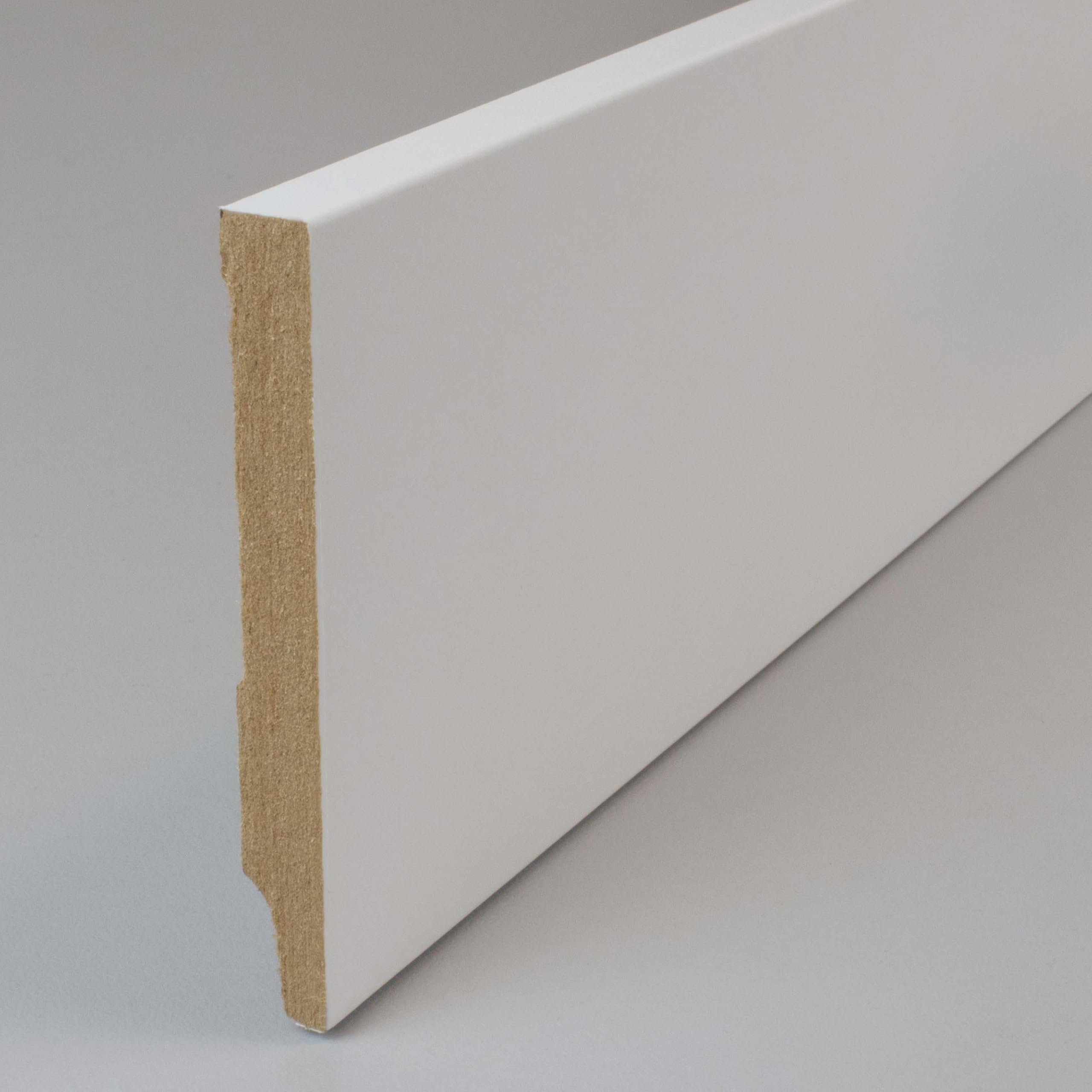 PROVISTON - Battiscopa in MDF, 13 x 110 x 2500 mm, nucleo in MDF laminato, bianco, per incollare, viti e chiodi, 25 m, 10 pezzi