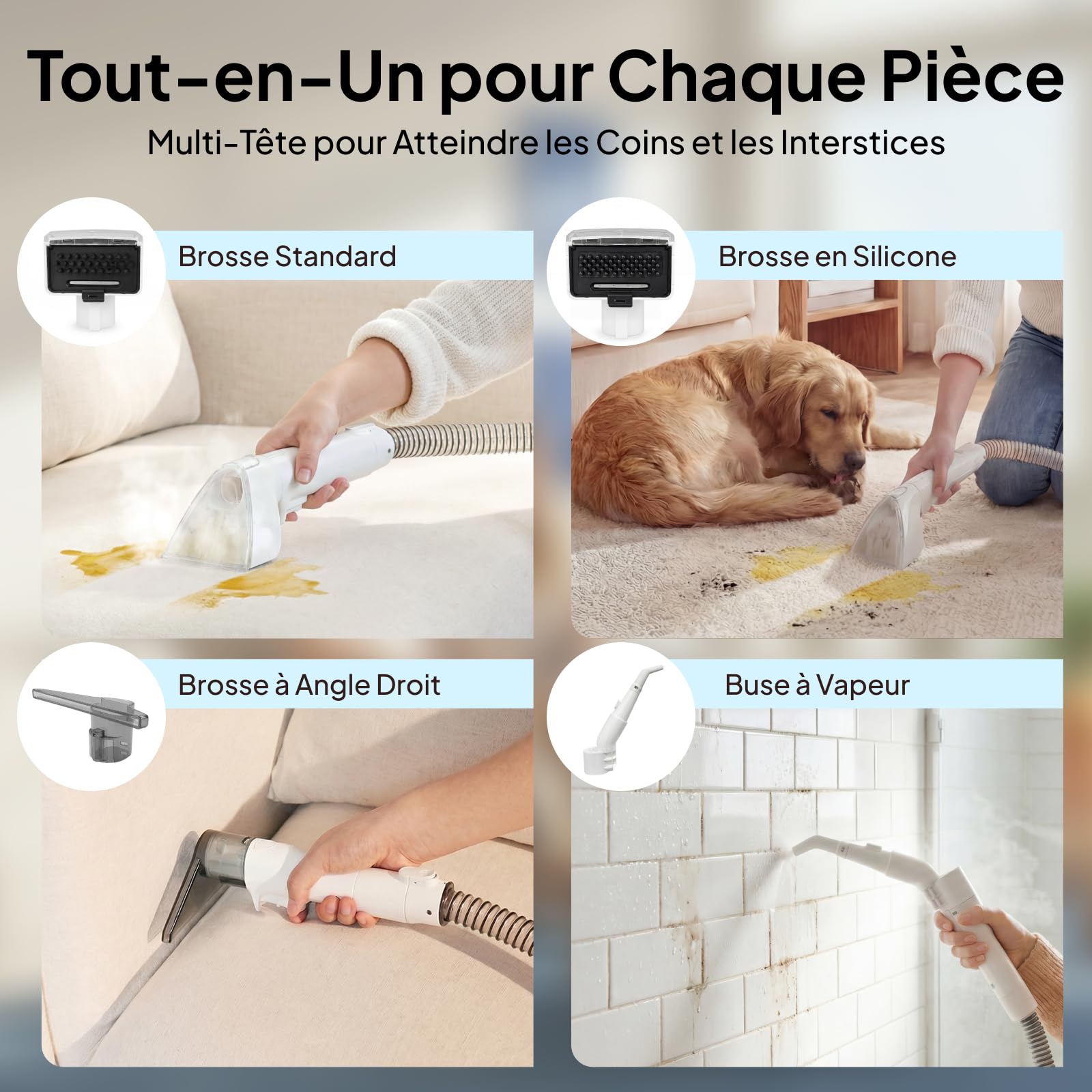Livatro Shampouineuse à Vapeur 100 °C pour Canapés et Tissus