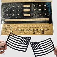 Vista 5 de TACTILIAN Calcomanías magnéticas de bandera estadounidense negra, imanes de bandera de Estados Unidos con estrella blanca para camiones