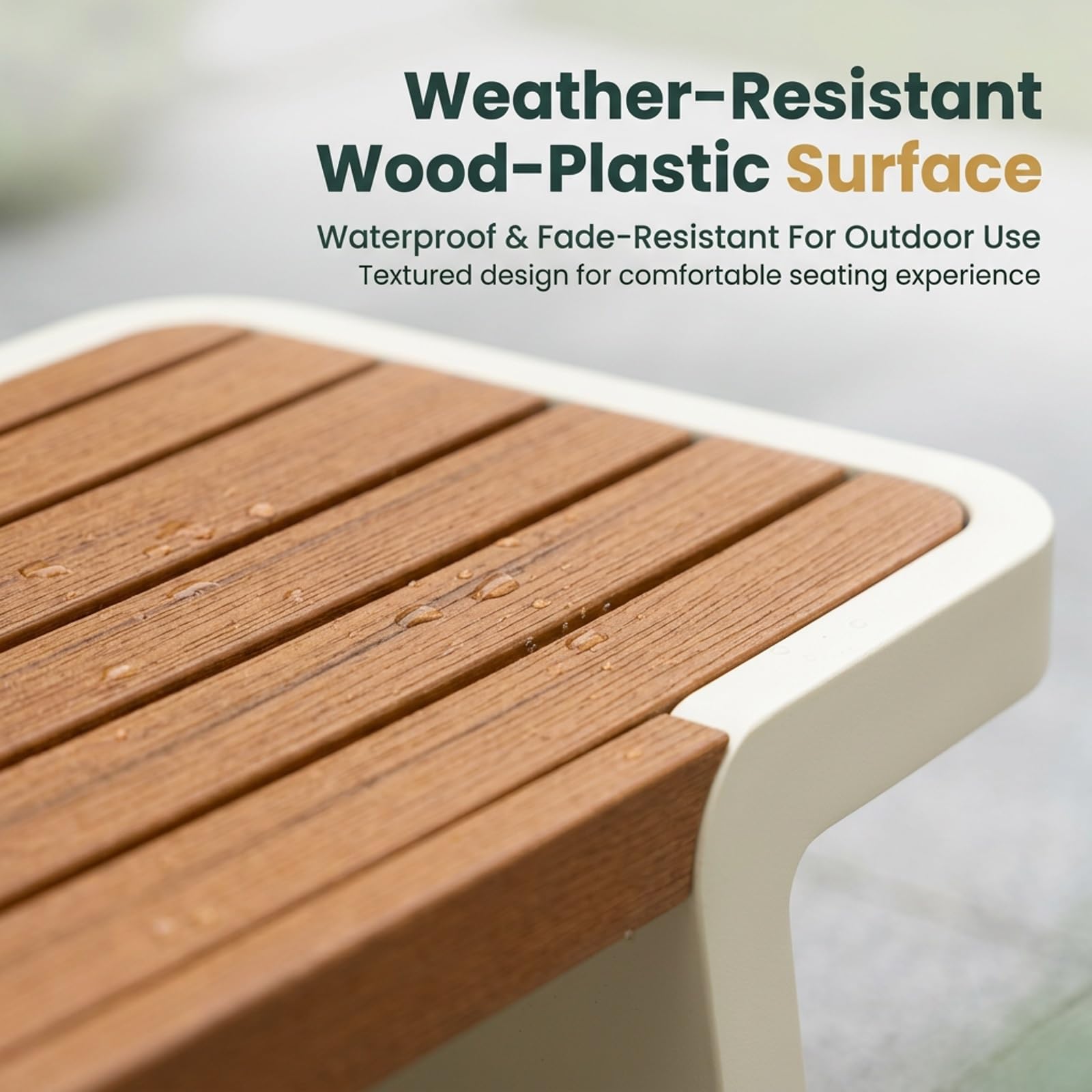 Banco Jardin Exterior 2 Plazas de Madera Sintética Polywood | Banco de Jardin con Estructura Engrosada en Acero Galvanizado, Terraza, Balcón, Porche(Wit,120x40x45cm)
