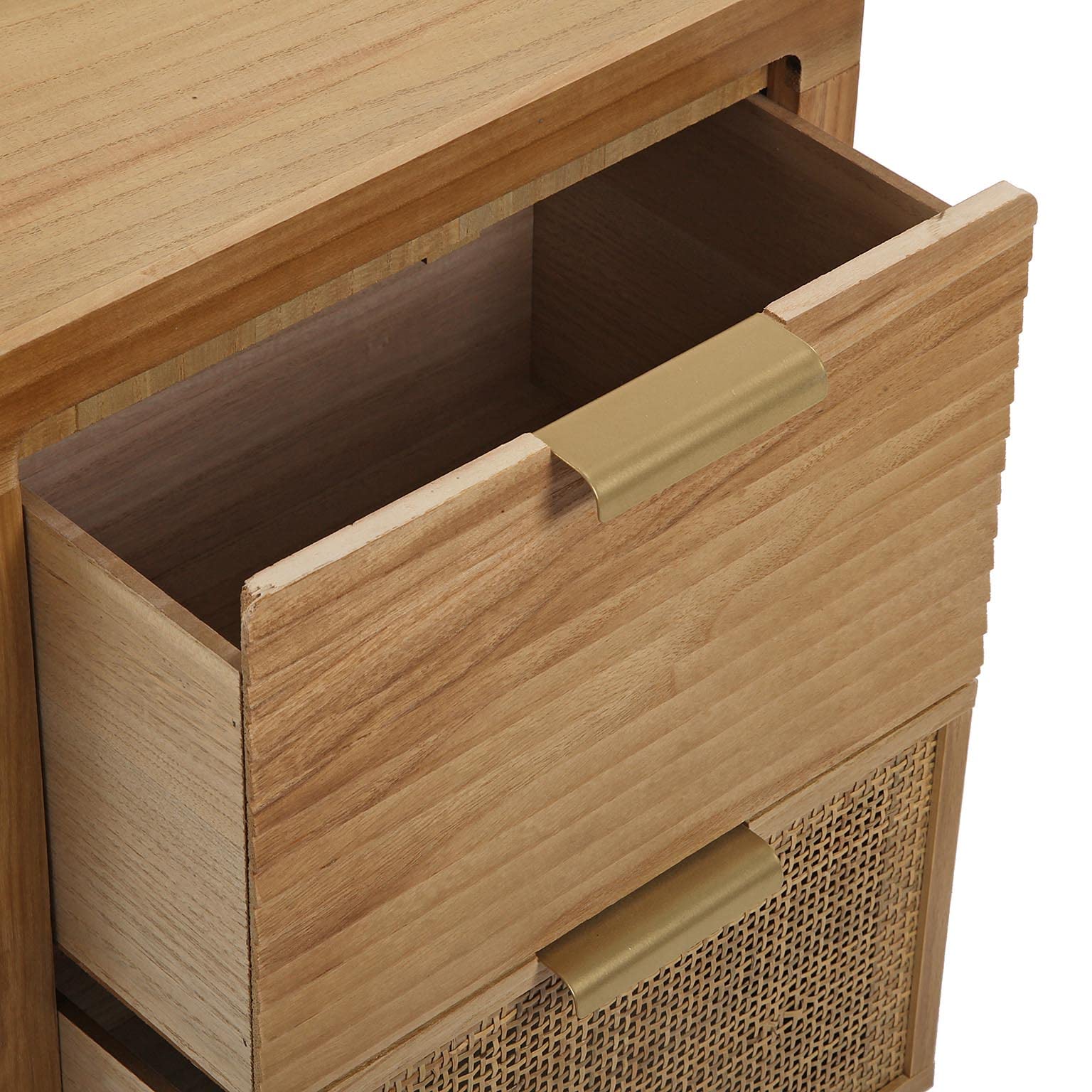 Versa Table de Chevet en rotin de Style provençal, Dimensions (H x L x l) 60 x 30 x 40 cm, Bois MDF, Bois Marron