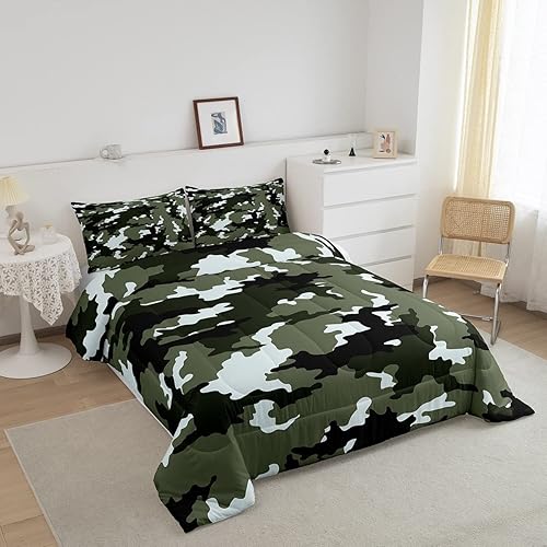 Miniatura 2 de Juego de edredón de camuflaje para niños y adolescentes, juego de ropa de cama ligero de camuflaje militar, juego de ropa de cama ligero para