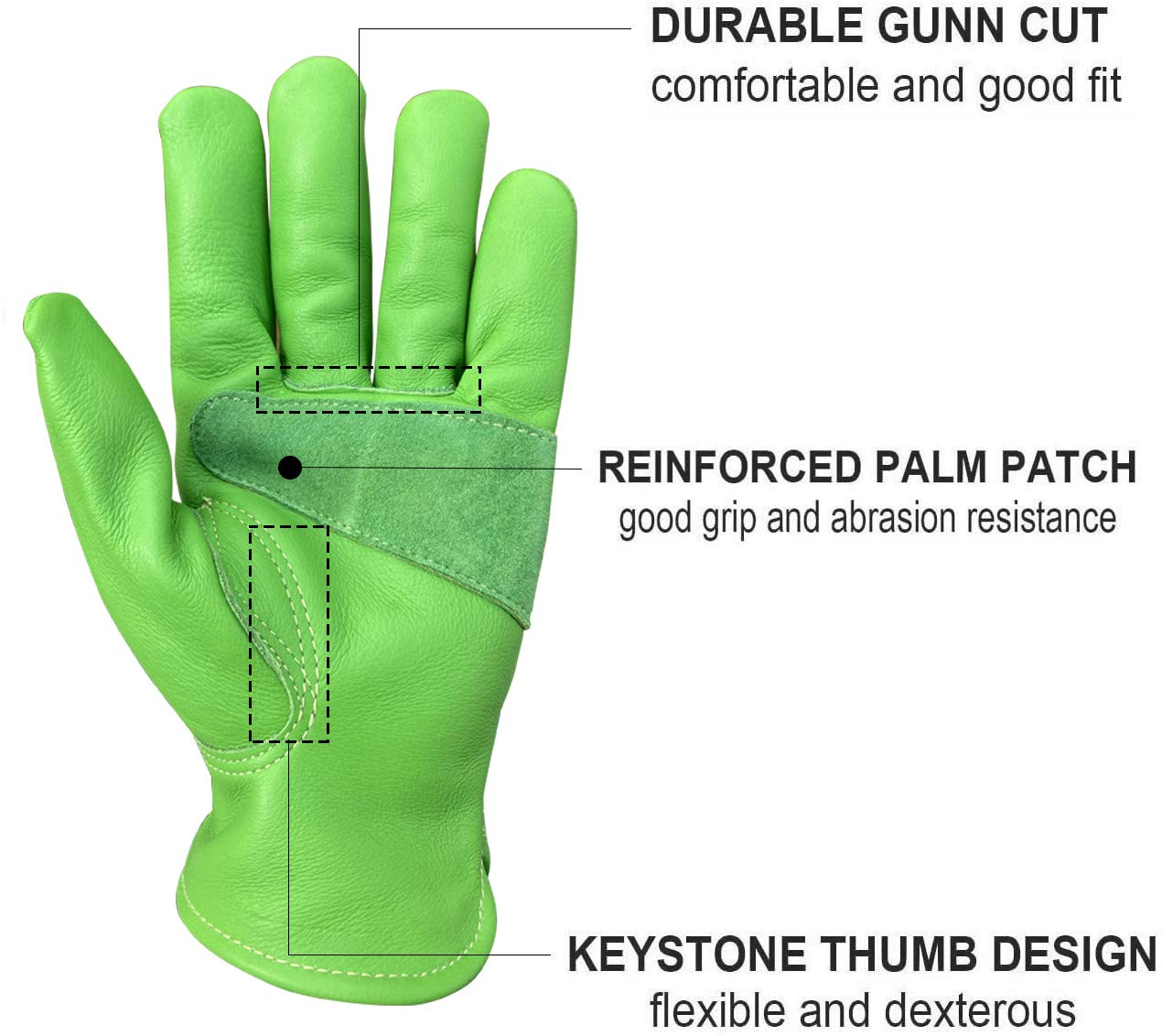 Leder-Gartenhandschuhe für Damen, dorn- und schnittfest, geeignet für dornige Sträucher, Kakteen, Rosenbeschneiden, Landschaftsbau, Grün, Größe S