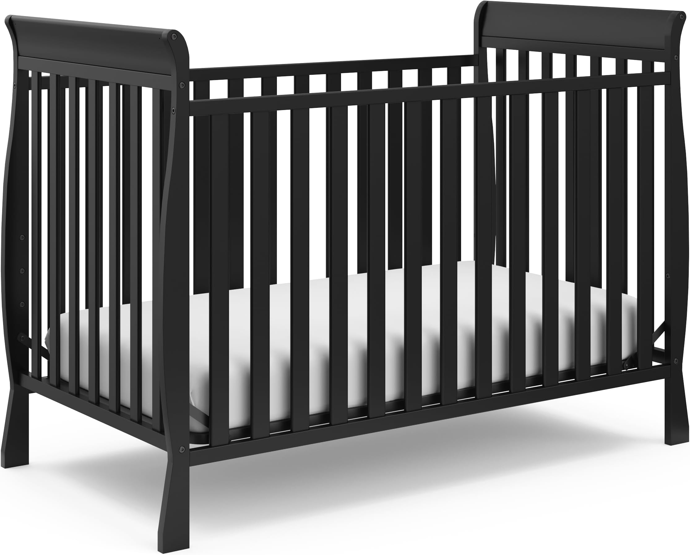 Storkcraft Maxwell Convertible Crib (Black) – GREENGUARD Gold Certified, Converts to Toddler Bed and Daybed, Fits Standard Full-Size Crib Mattress, Classic Crib with Traditional Sleigh Design