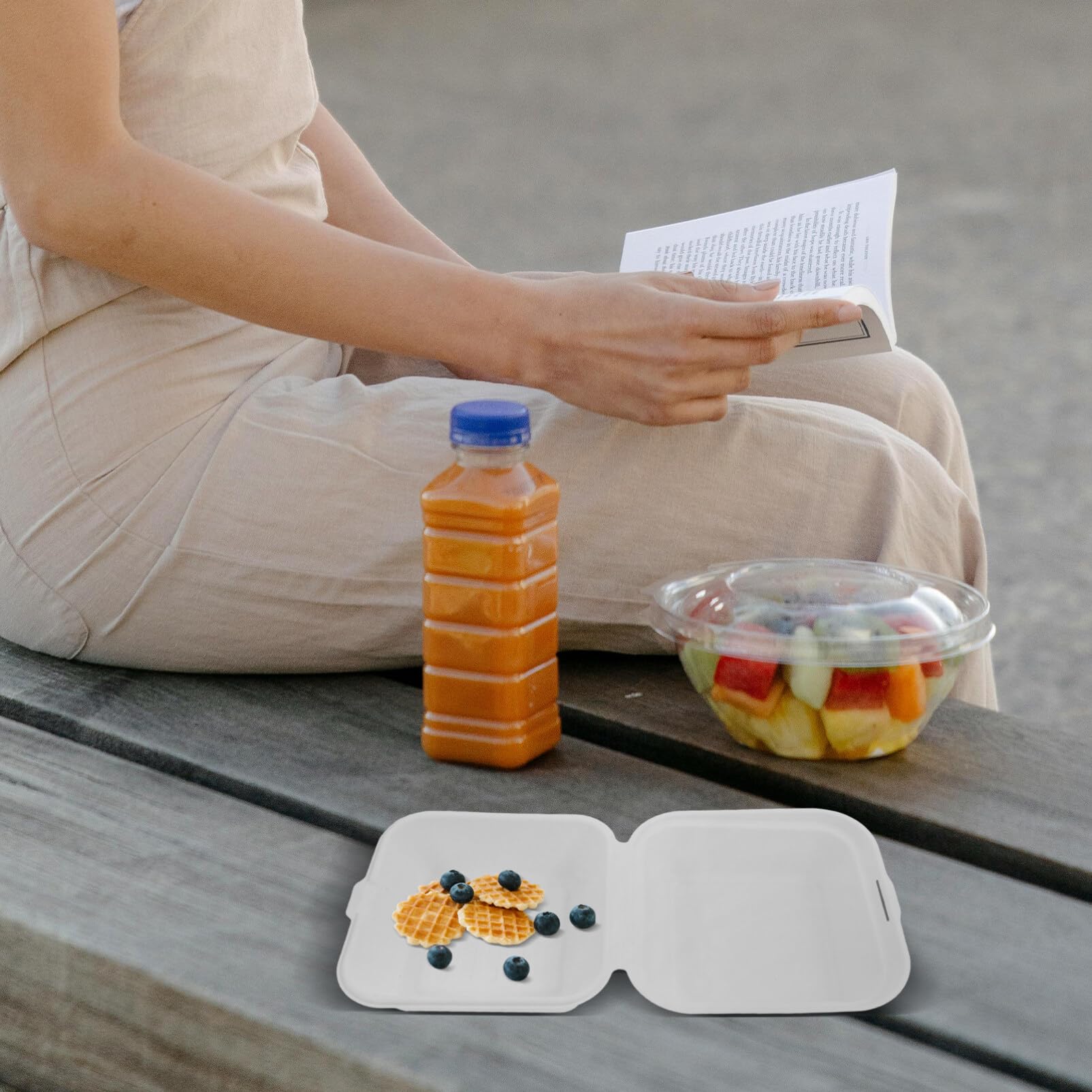 50pezzi Contenitori Alimentari Biodegradabili Da Asporto Pulp Con Coperchio Per Pranzo Facili Da Trasportare e Sicuri Per Alimenti Per Ristoranti e Eventi