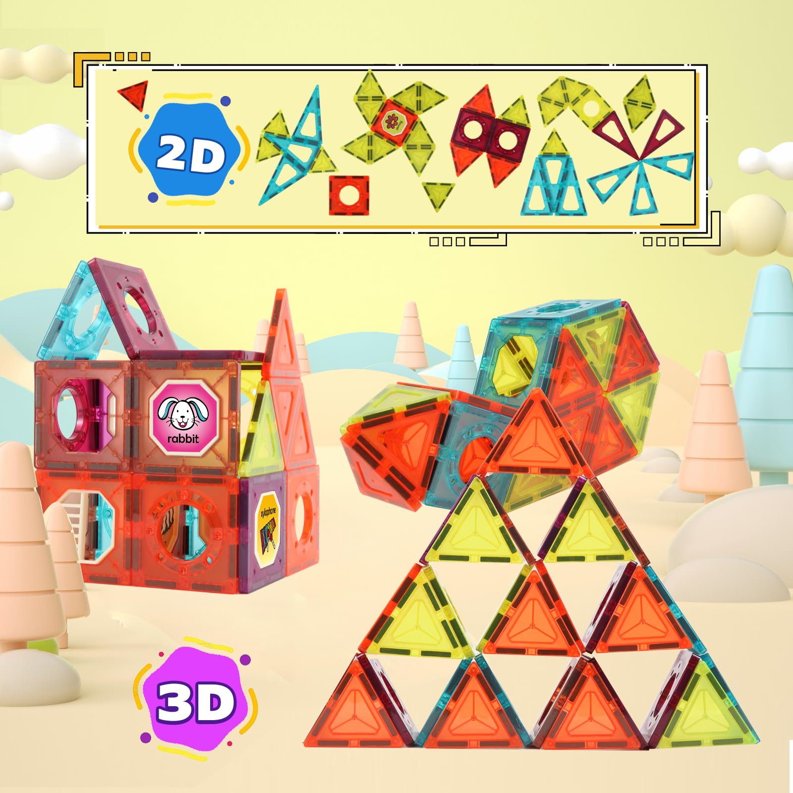 Beeyouk costruzioni magnetiche,111 Pezzi Giocattoli Educativi Magneti Bambini per Ragazzi Ragazze,Giochi 3D Tubi Costruzioni Magnetiche per Bambini, Regalo per Bambini di 3 4 5 6 7 8 9 10 Anni