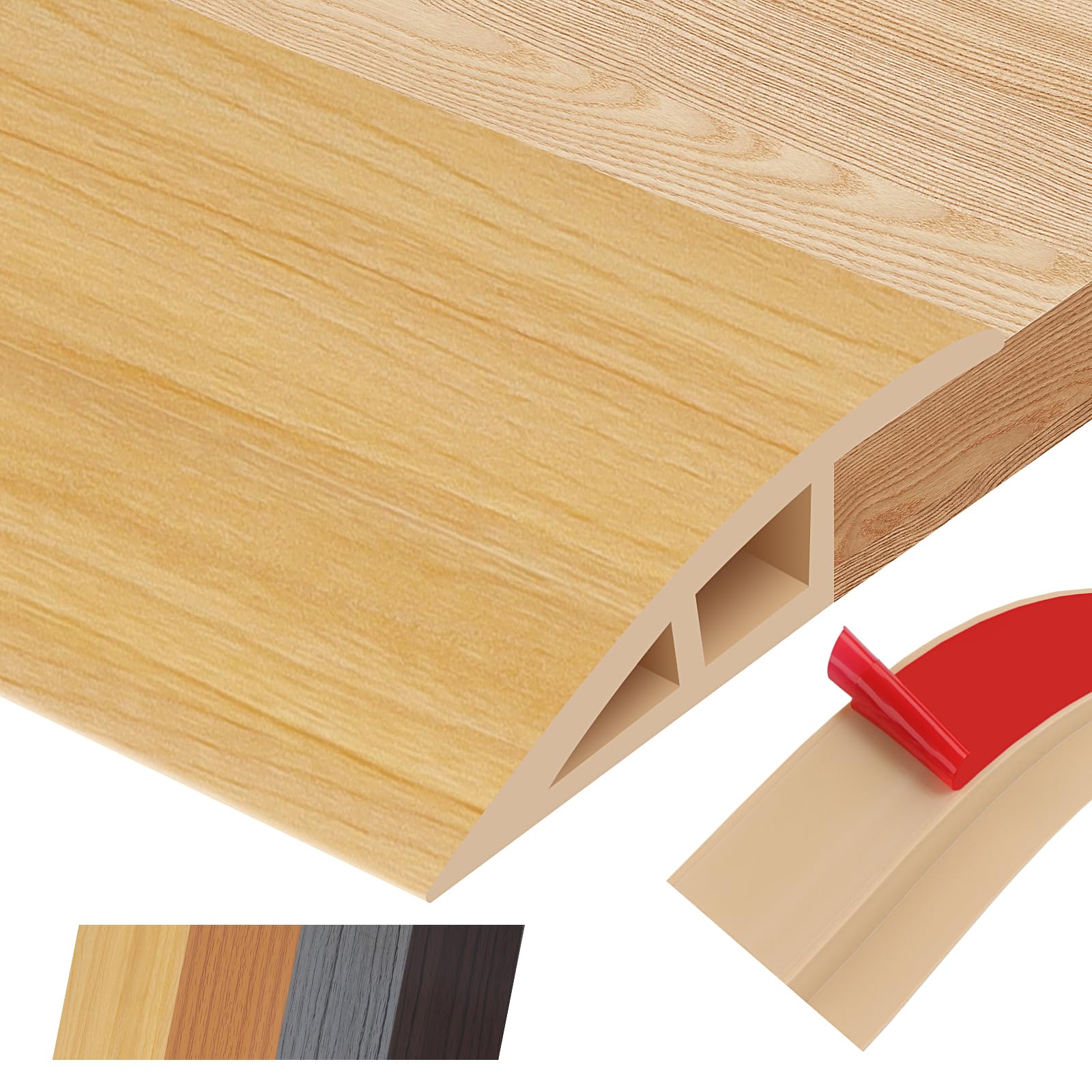 100CM*7cm Self-Adhesive Carpet Strip for Doorway, Door Threshold Strip, Carpet Edge Trim for Carpets, Floors and Sills with Heights From 13mm to 15mm(A5015,Raw Wood) — image 1