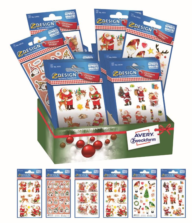 Autocollants Père Noël lot de 60 stickers de Noël en papier et paillettes pour déco