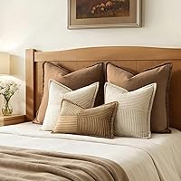 Vista 6 de MIULEE Juego de 2 fundas de almohada decorativas para sofá, cama y sala de estar, 20 x 20 pulgadas, beige, acento bohemio, cojines de estilo tirada