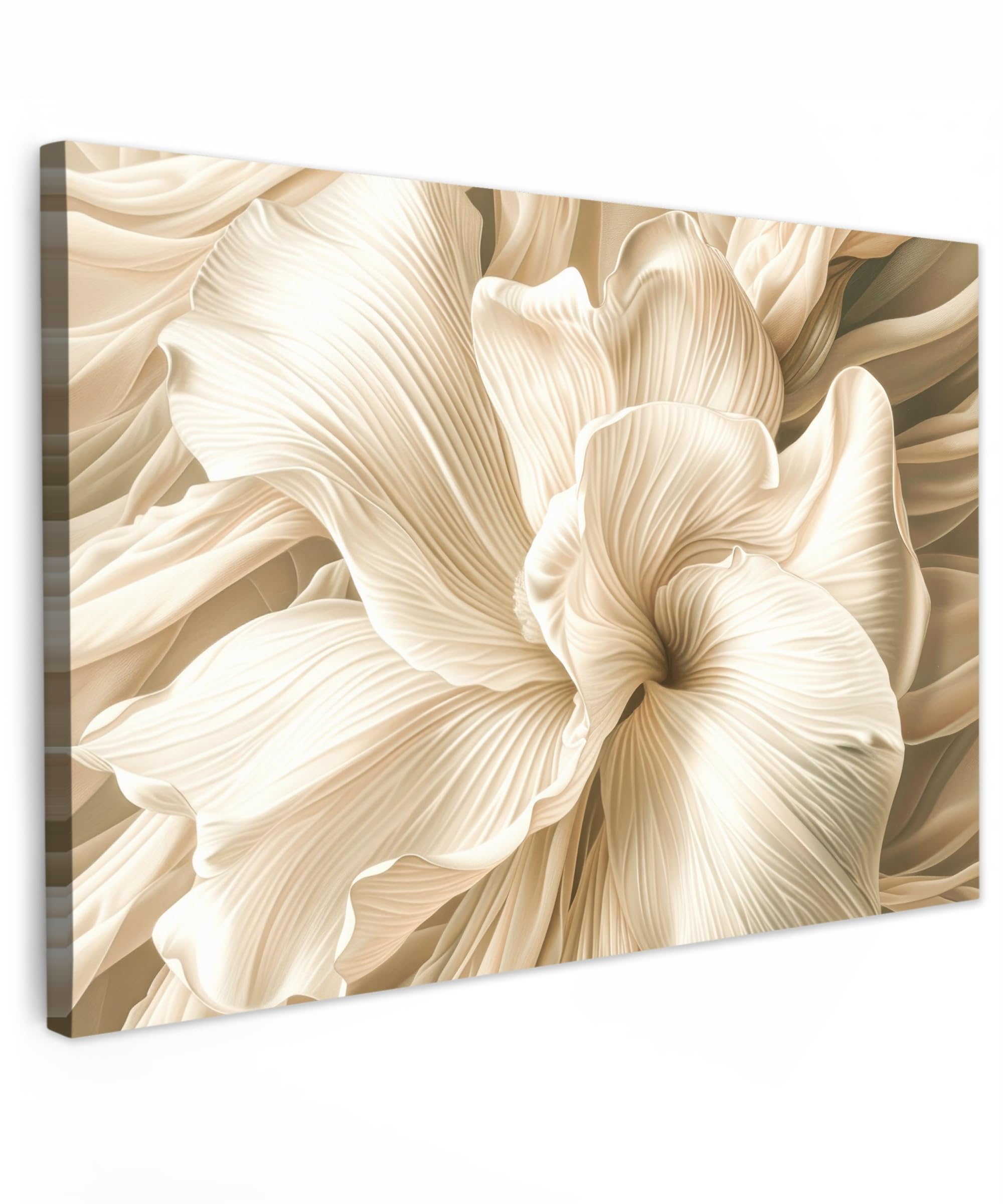 MuchoWow© Canvas Wall Art 35"x24" / 90x60 cm Decor Paintings Print framed on Canvas Pictures for Hallway Beige - Flower - Pattern