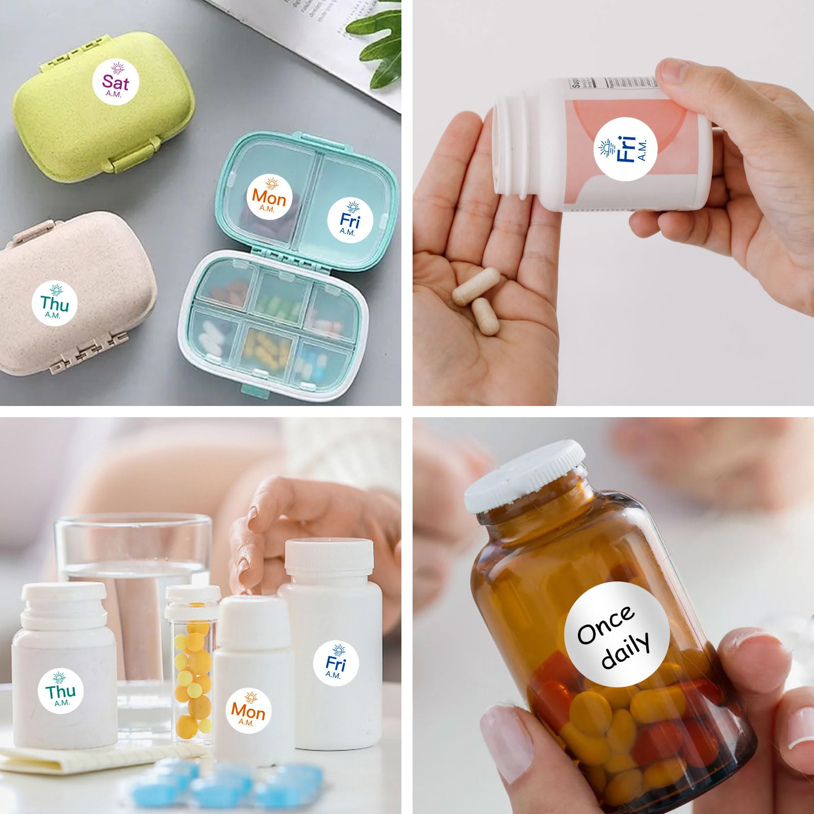 420PCS Medication Instruction Labels,7 Day Morning Noon Evening Bedtime Medicine Reminder Stickers for Pill Boxes and Containers,with Blank Writable Tags (0.75 Inch) — Amazon image 7