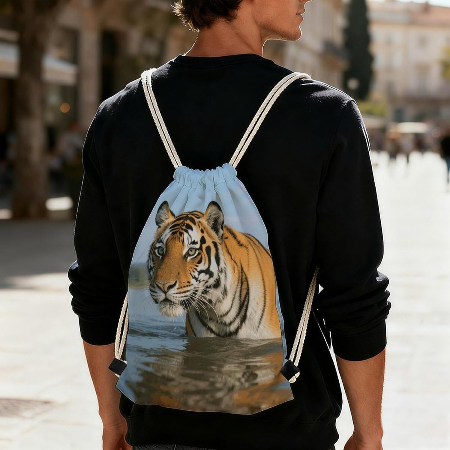 Tiger Durable Large Drawstring Backpack image 5