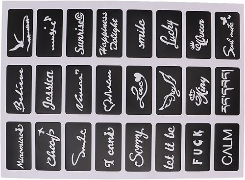 Miniatura 5 de 19 hojas de plantillas de tatuaje, plantillas de tatuaje impermeables temporales reutilizables con purpurina para arte corporal (12.2 x 9.1 in)  más