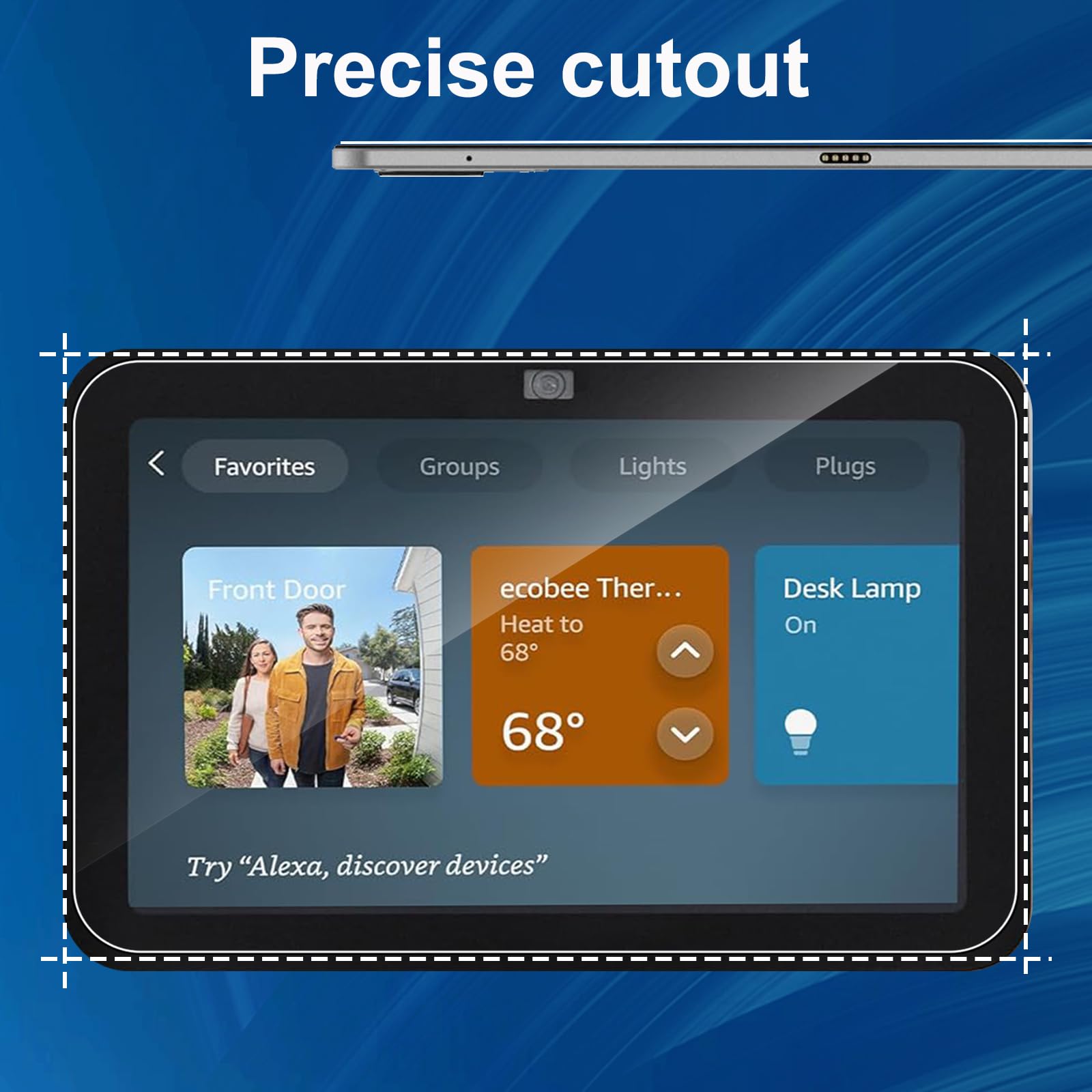Walieoka Pellicola protettiva compatibile con Echo Show 8 (3a generazione, versione 2023), pellicola protettiva in vetro temperato con durezza 9H, resistente ai graffi e anti-impronte [confezione da