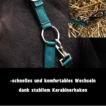 Halter for Horses with Knit Lead Rope Horse Halter Pony Thoroughbred Full X-Full with Knit (Green Warmblood)