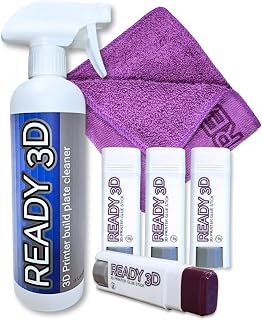 Printer High Quality Build Plate Cleaner & 4 Pack READY3D Glue Sticks, Non-Toxic, No Odor, Easy Clean, Includes 12"x12" Non-Abrasive Microfiber Cleaning Towel
