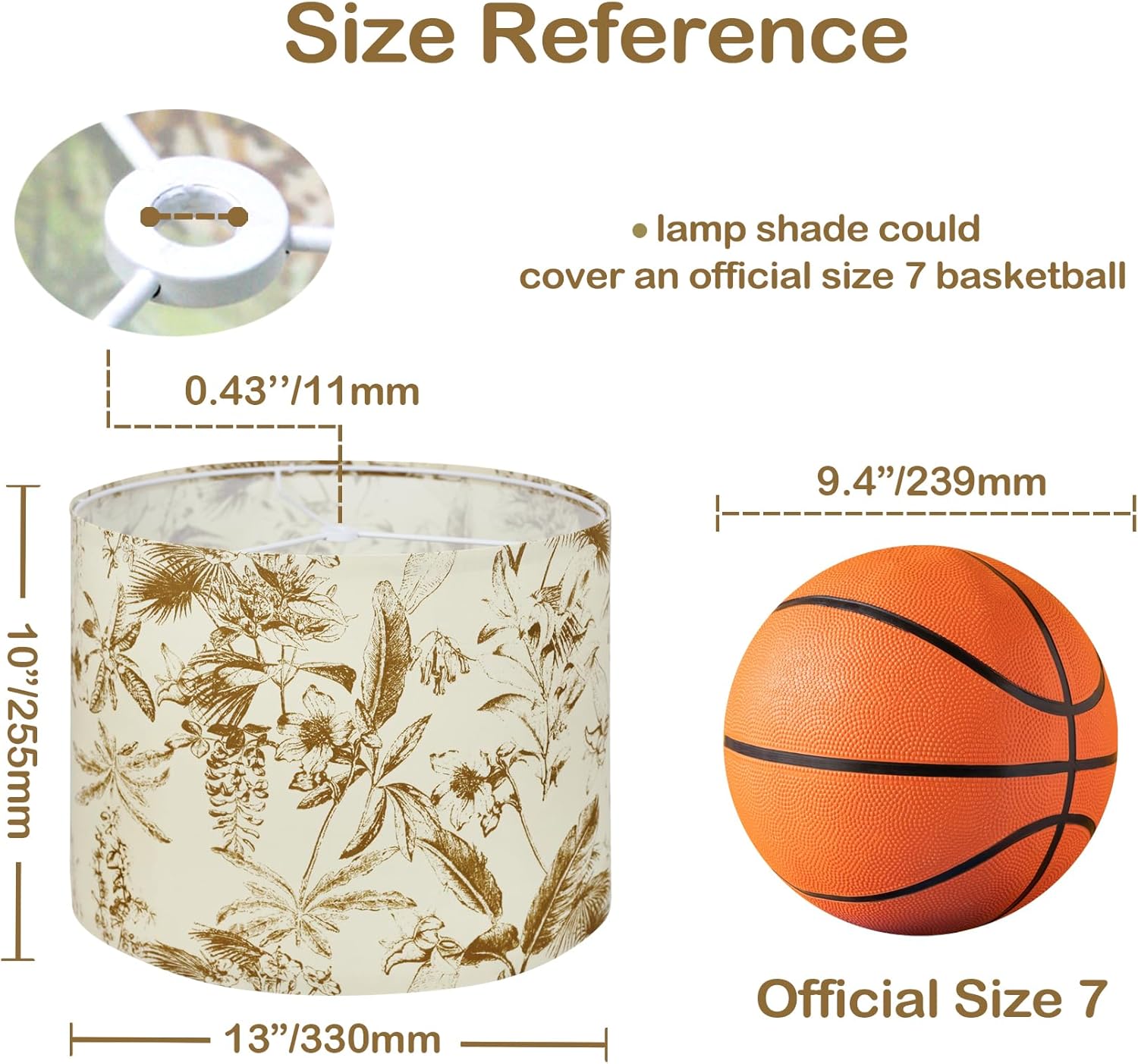 Fabric Lamp Shades Medium Drum for Table Lamps Sketch Leaves Plants Print Countryside, 13" Top x13" Bottom x 10" High Spider Fitter, Replacement Lampshades for Bedside Lamps