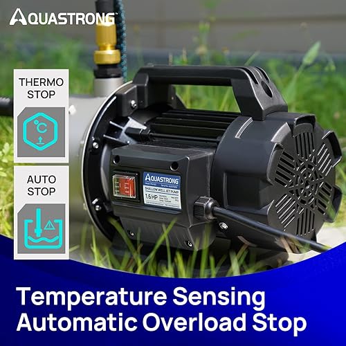 Vista 16 de Aquastrong Bomba de pozo poco profundo portátil de 1.2 HP, 1209 GPH, 115 V, acero inoxidable, rociador/transferencia de agua, bomba de riego