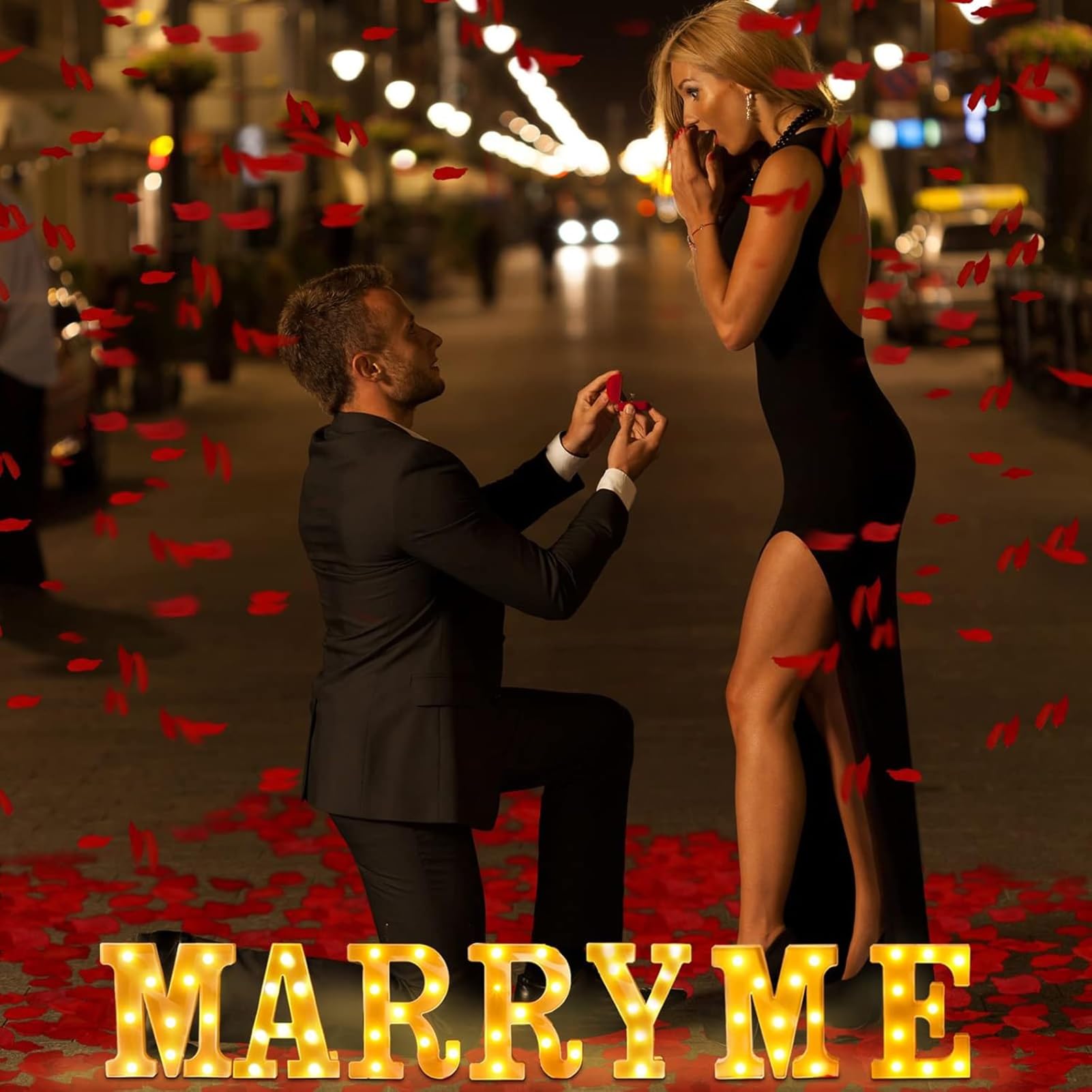 7-Teiliges Led-leuchtbuchstaben-Set Marry Me – Romantische Heiratsantrags- Und Jubiläumsfeier-Dekoration – Große Leuchtbuchstaben for Heiratsanträge(120cm)