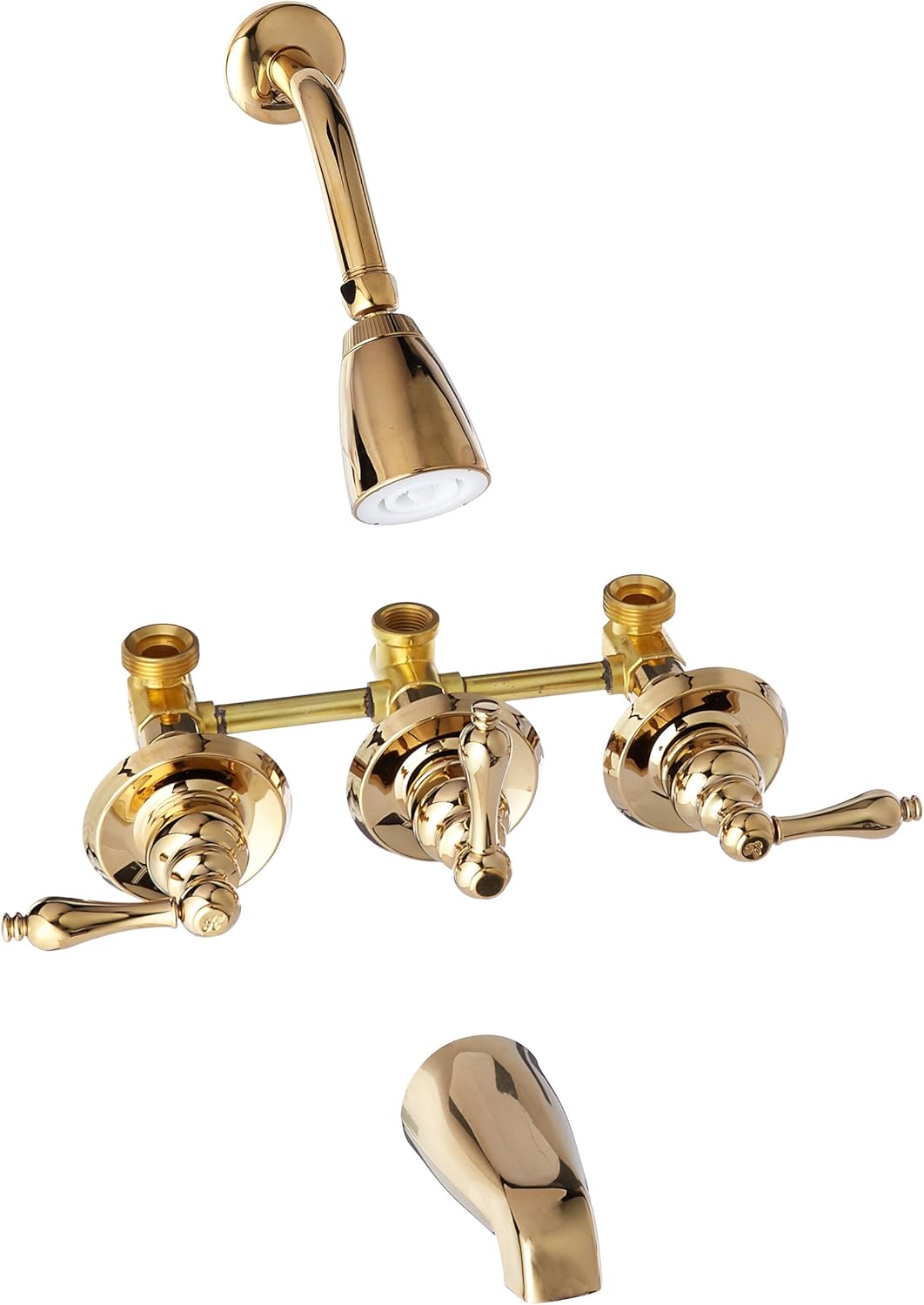 Elements of Design EB238 Magellan Three Handle Tub & Shower Faucet, 3-1/8" Diameter Escutcheon, Satin Nickel