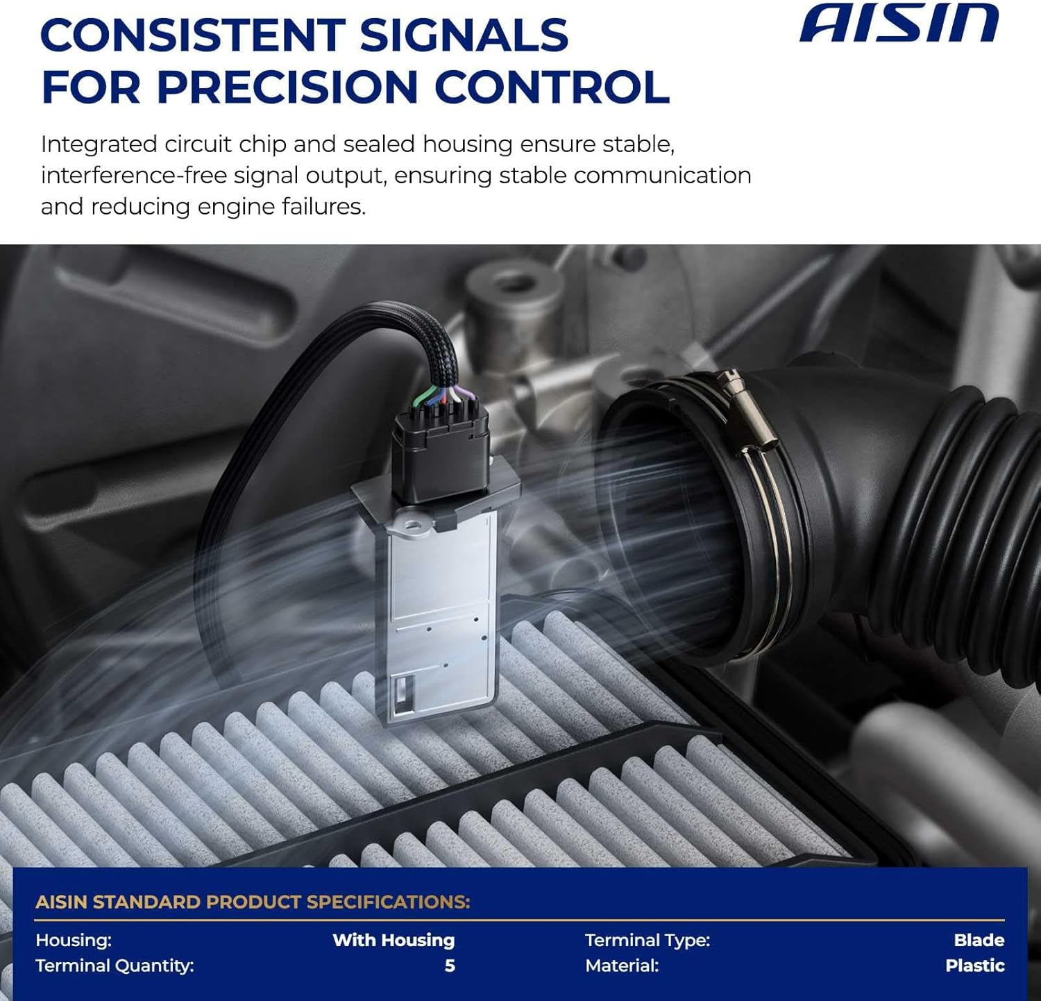 AISIN AFTERMARKET MAFVG-00123 Mass Air Flow (MAF) Sensor with Housing - Compatible with Volkswagen Jetta 2012, Eos 2011-2012, Audi A4 2010-2016, A4 Quattro 2007-2016, Q3 2015-2018, Q5 2010-2017