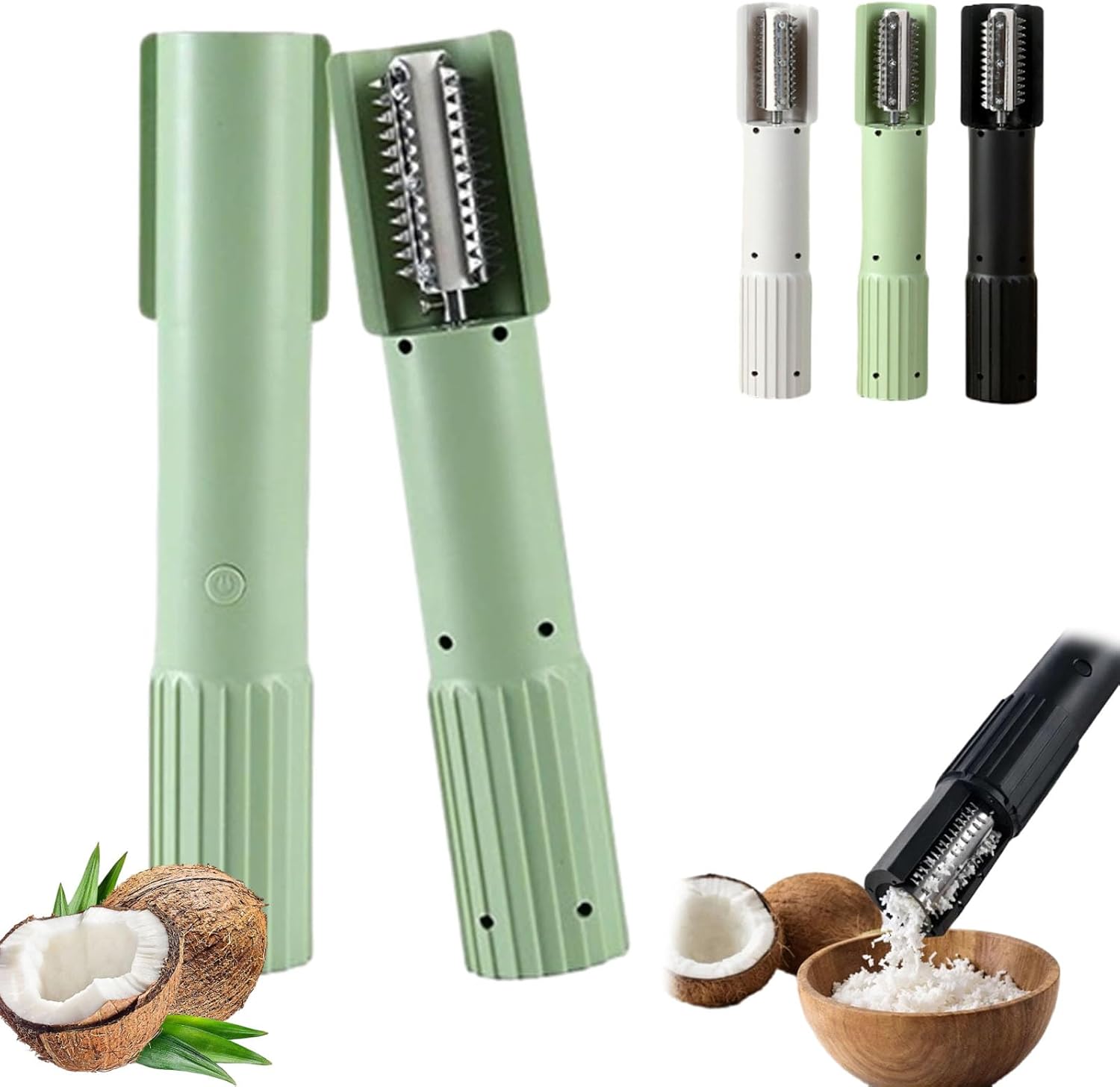 Electric Coconut Grater Machine, Portable Handheld Coconut Scraper Peeler Shredder, Anti-Splashrotating Kitchen Grater, Stainless Steel Waterproof Fish Scaler (Black)