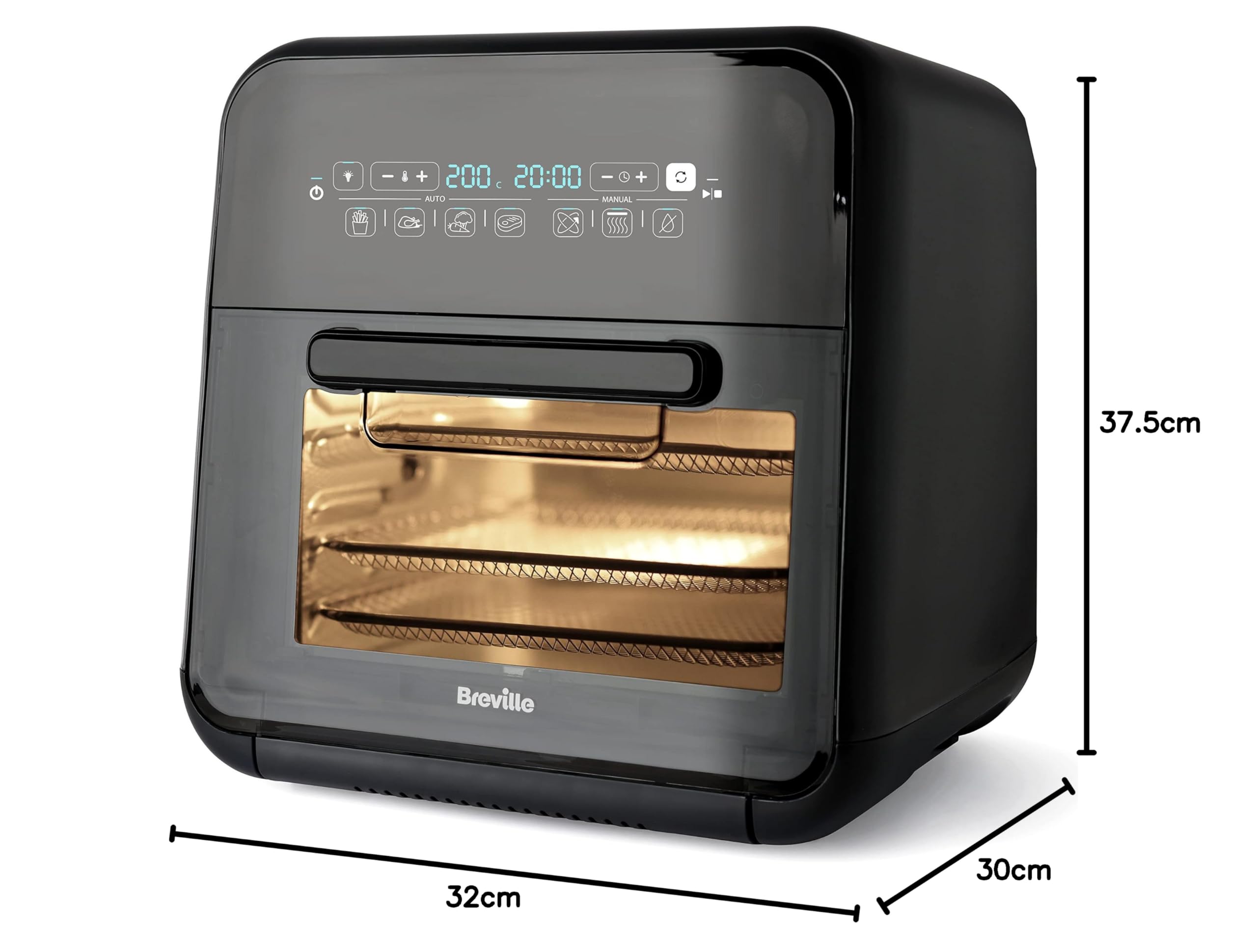 Breville freidora de aire y asador halógeno | Horno freidora de aire extragrande digital | 10 l | Freír, hornear y deshidratar | 2000 W | Eficiente energéticamente | Negro y gris [VDF127X]