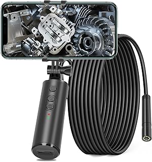 Wireless Endoscope Camera with 8 Lights, 1080P Borescope Inspection Camera with Handle, Snake Duct Inspection Camera Scope IP68 Waterproof with 2600mAh for iPhone & Android (16.4FT)