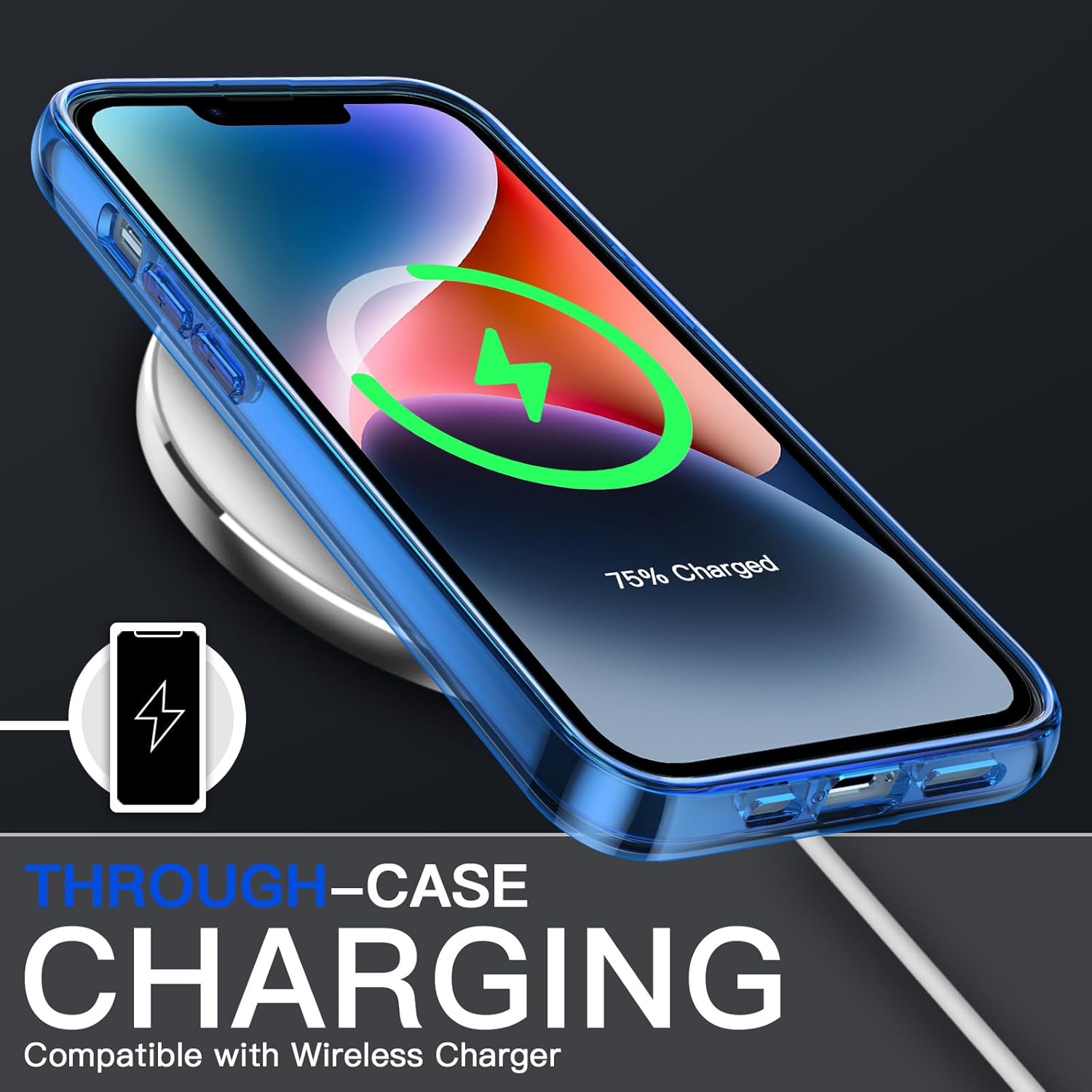 JETech Case for iPhone 14 6.1-Inch, Non-Yellowing Shockproof Phone Bumper Cover, Anti-Scratch Clear Back (Blue) image 4 of 6 B0B8RF4932